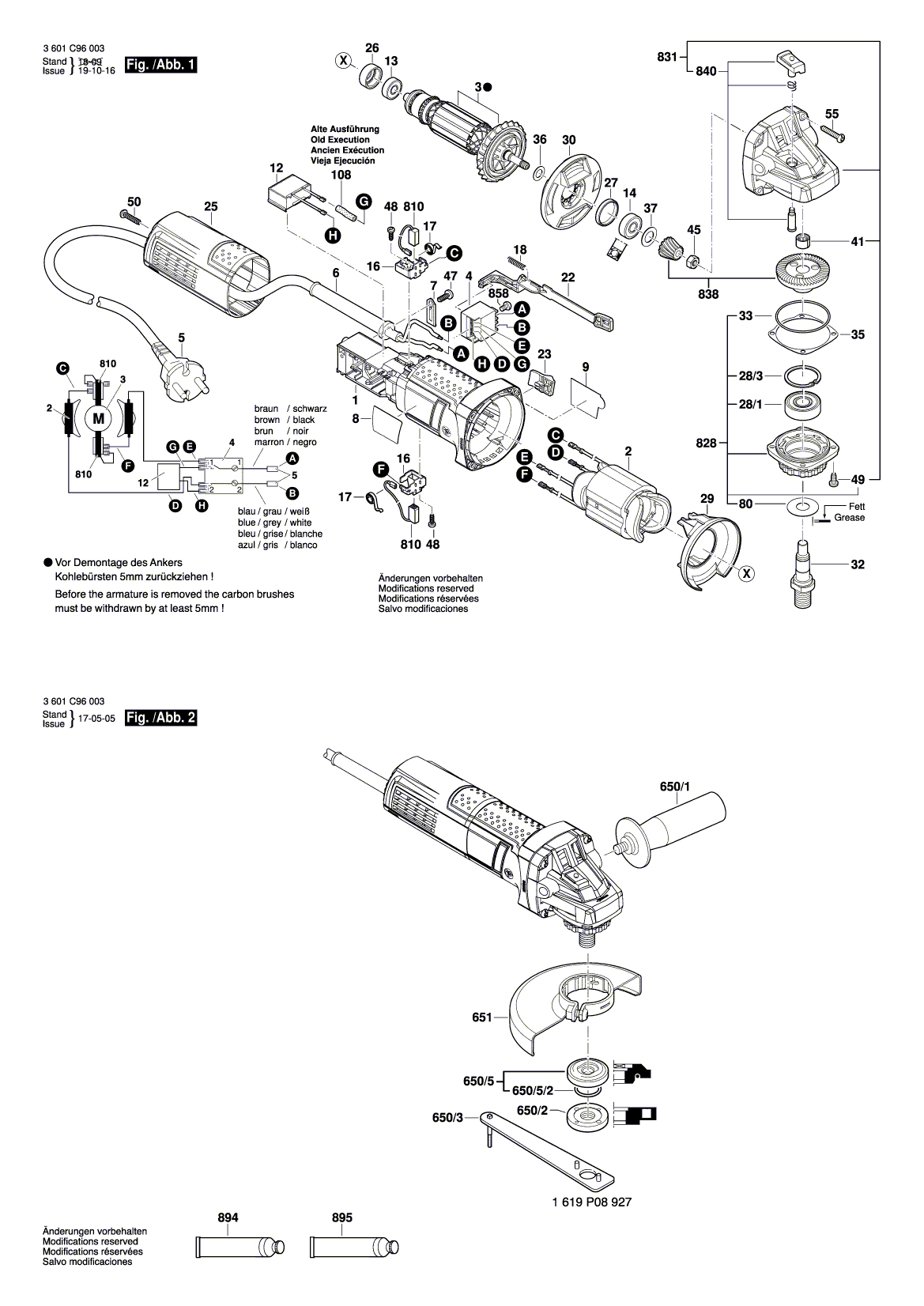 Схема на Угловая шлифмашина Bosch GWS 9-115 (3 601 C96 003)