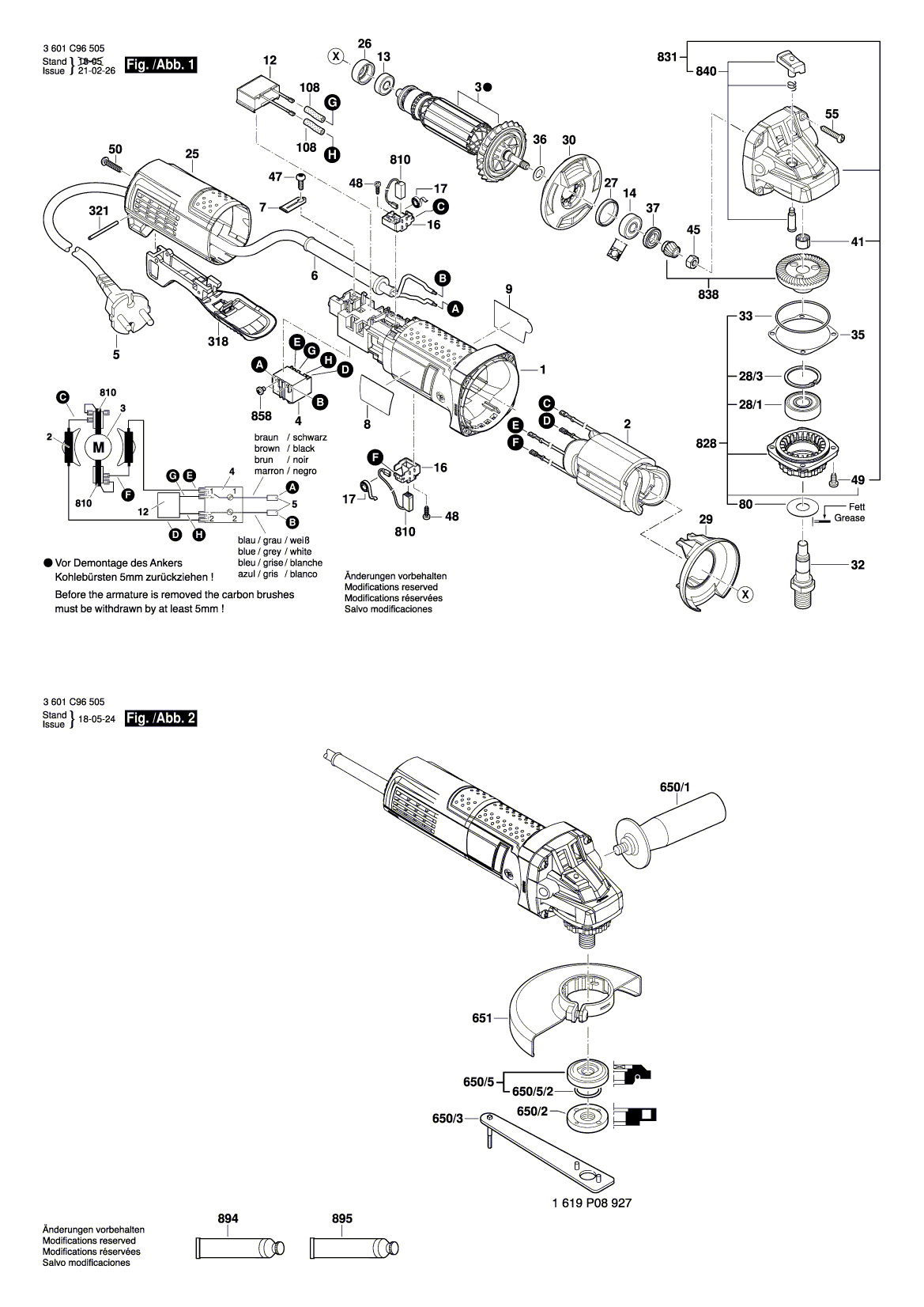 Схема на Угловая шлифмашина Bosch GWS 9-115 P (3 601 C96 505)