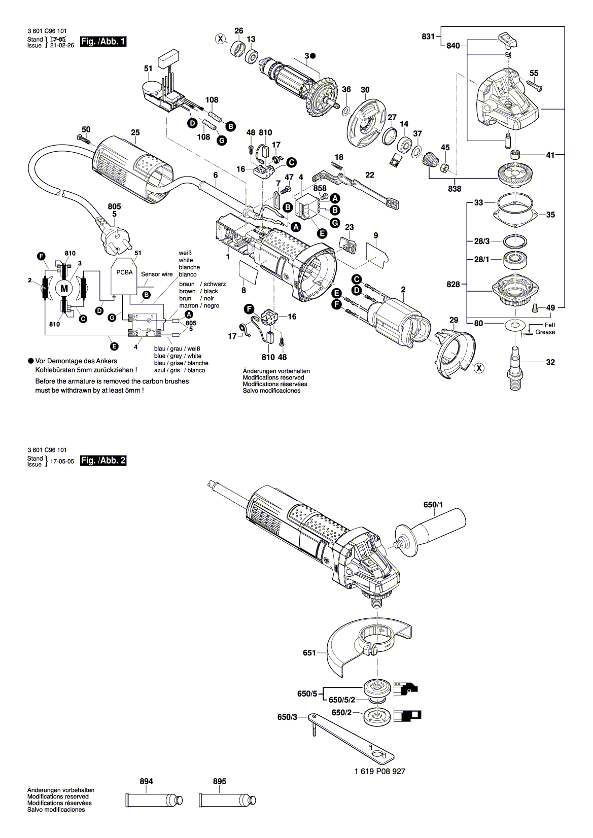 Схема на Угловая шлифмашина Bosch GWS 9-115 S (3 601 C96 101)