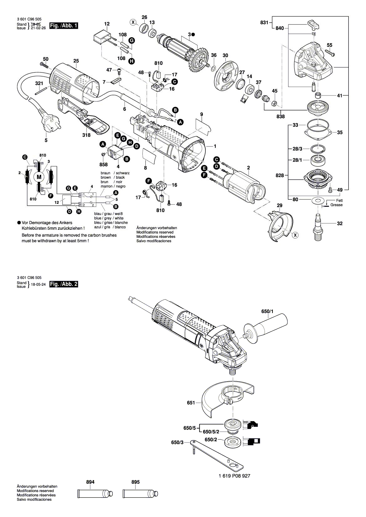 Схема на Кутова шліфмашина Bosch GWS 9-125 P (3 601 C96 506)