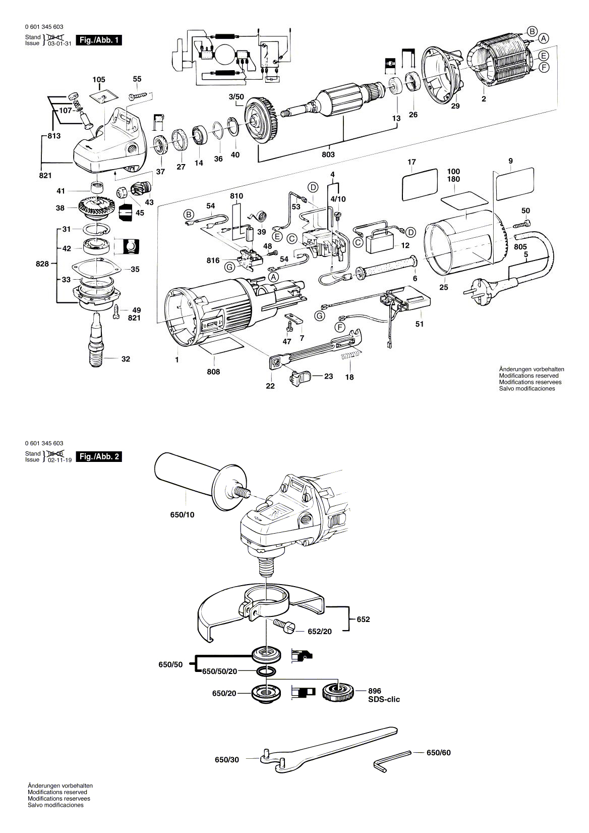 Схема на Угловая шлифмашина Bosch GWS 9-150 C (0 601 345 603)