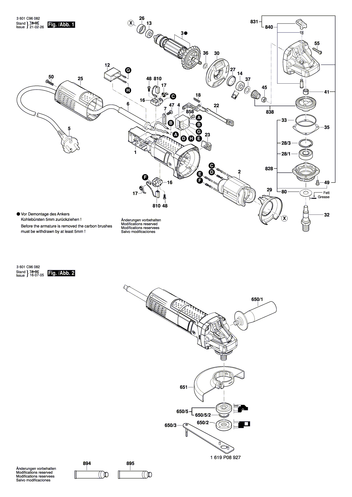 Схема на Угловая шлифмашина Bosch GWS 900-125 (3 601 C96 082)