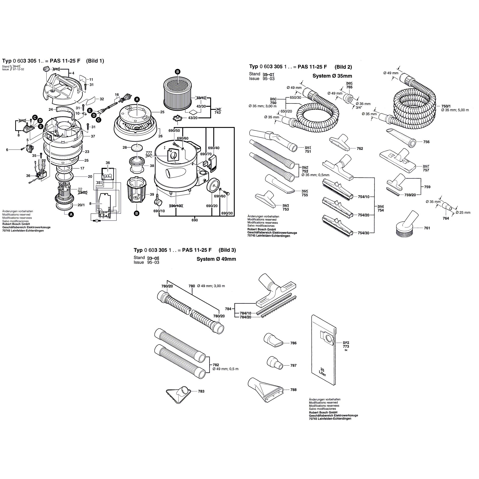 Схема на Пылесос Bosch PAS 10-25 F (0 603 305 103)