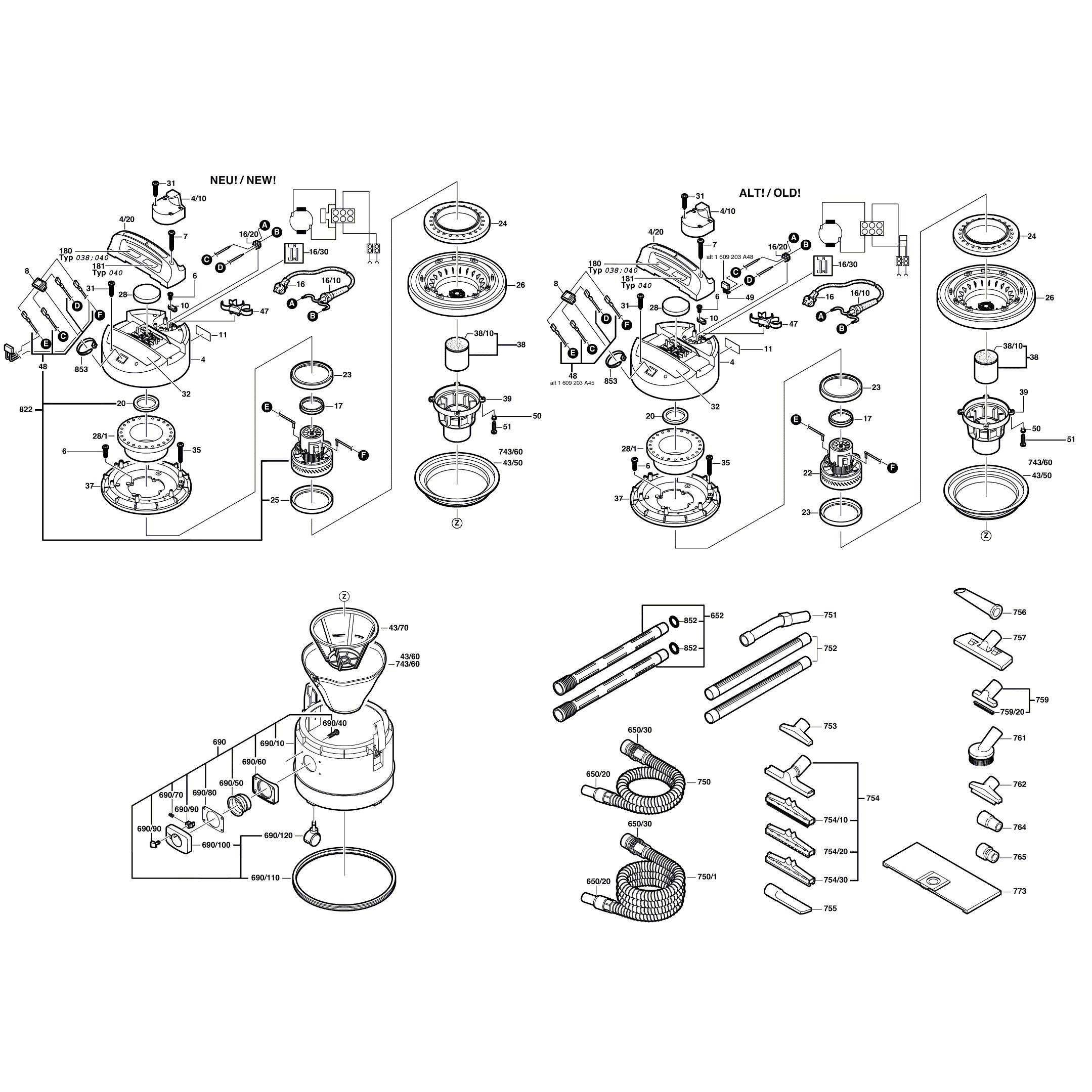 Схема на Пилосос Bosch PAS 11-21 (0 603 395 003)