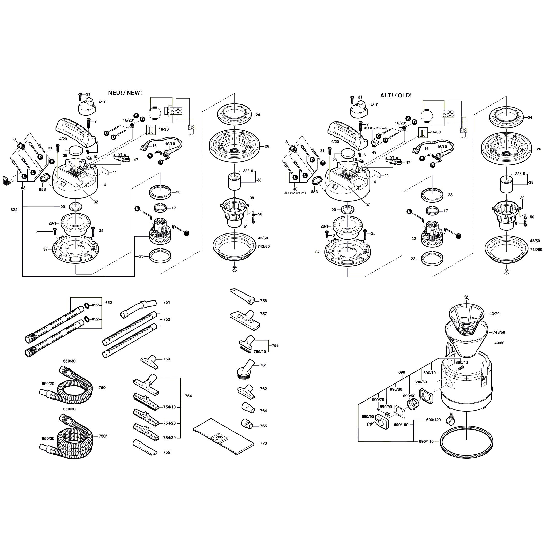 Схема на Пилосос Bosch PAS 12-27 (0 603 395 103)