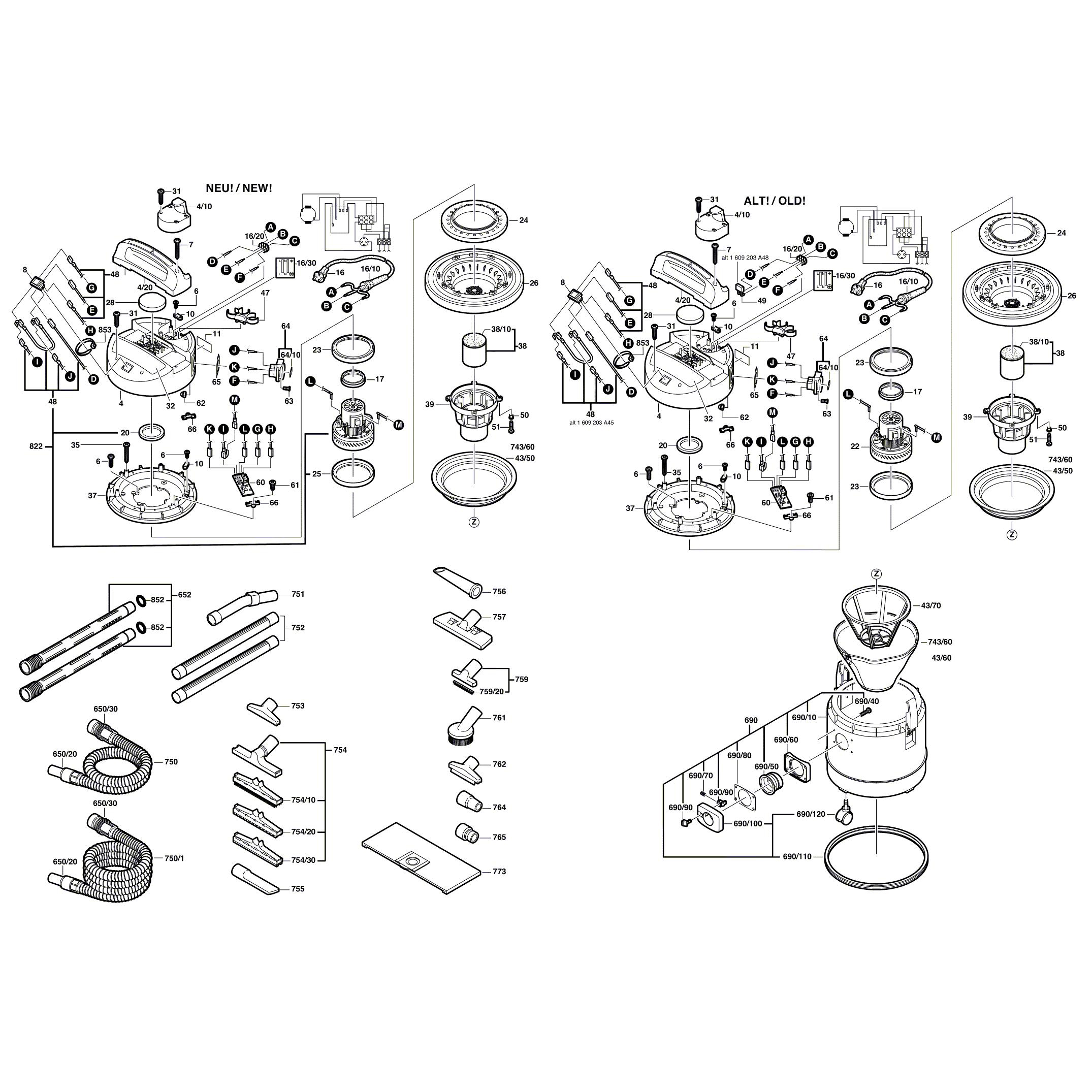 Схема на Пилосос Bosch PAS 12-27 F (0 603 395 203)