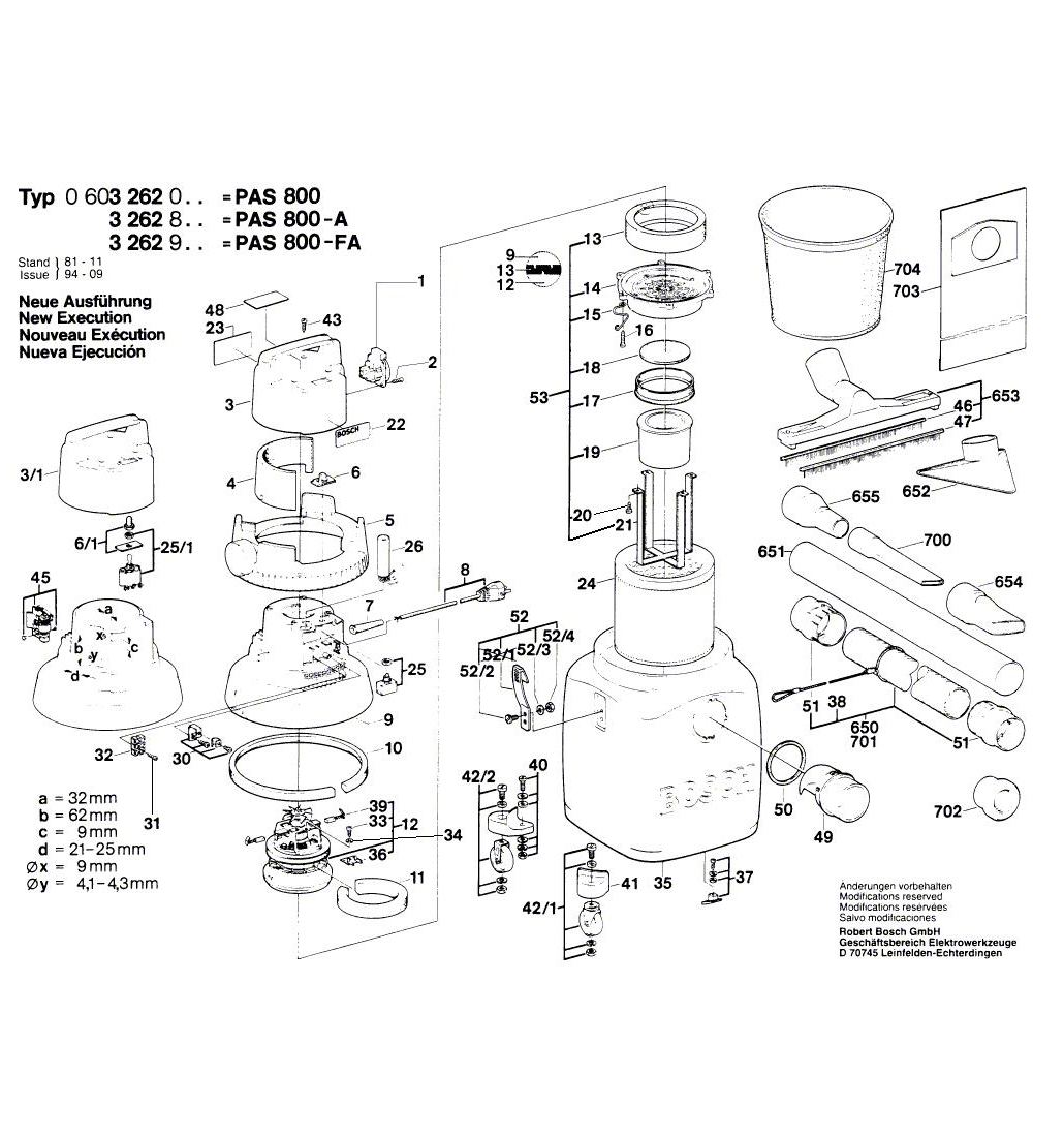 Схема на Пылесос Bosch PAS 800 A (0 603 262 803)