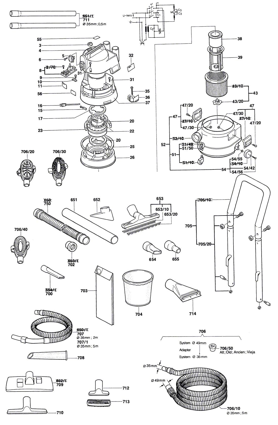 Схема на Пылесос Bosch PAS 900 F (0 603 269 903)