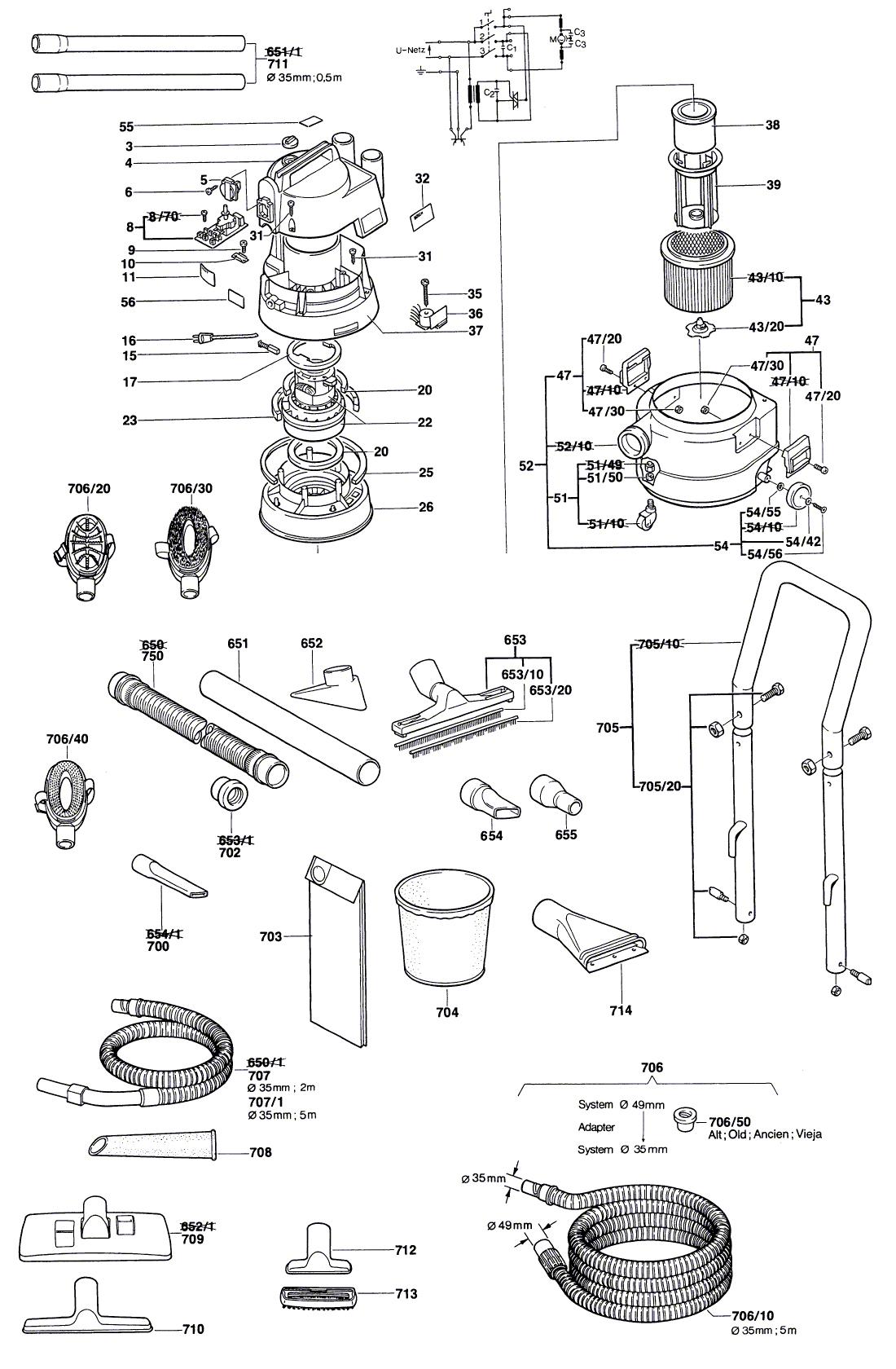 Схема на Пилосос Bosch PAS 900 F (0 603 269 903)