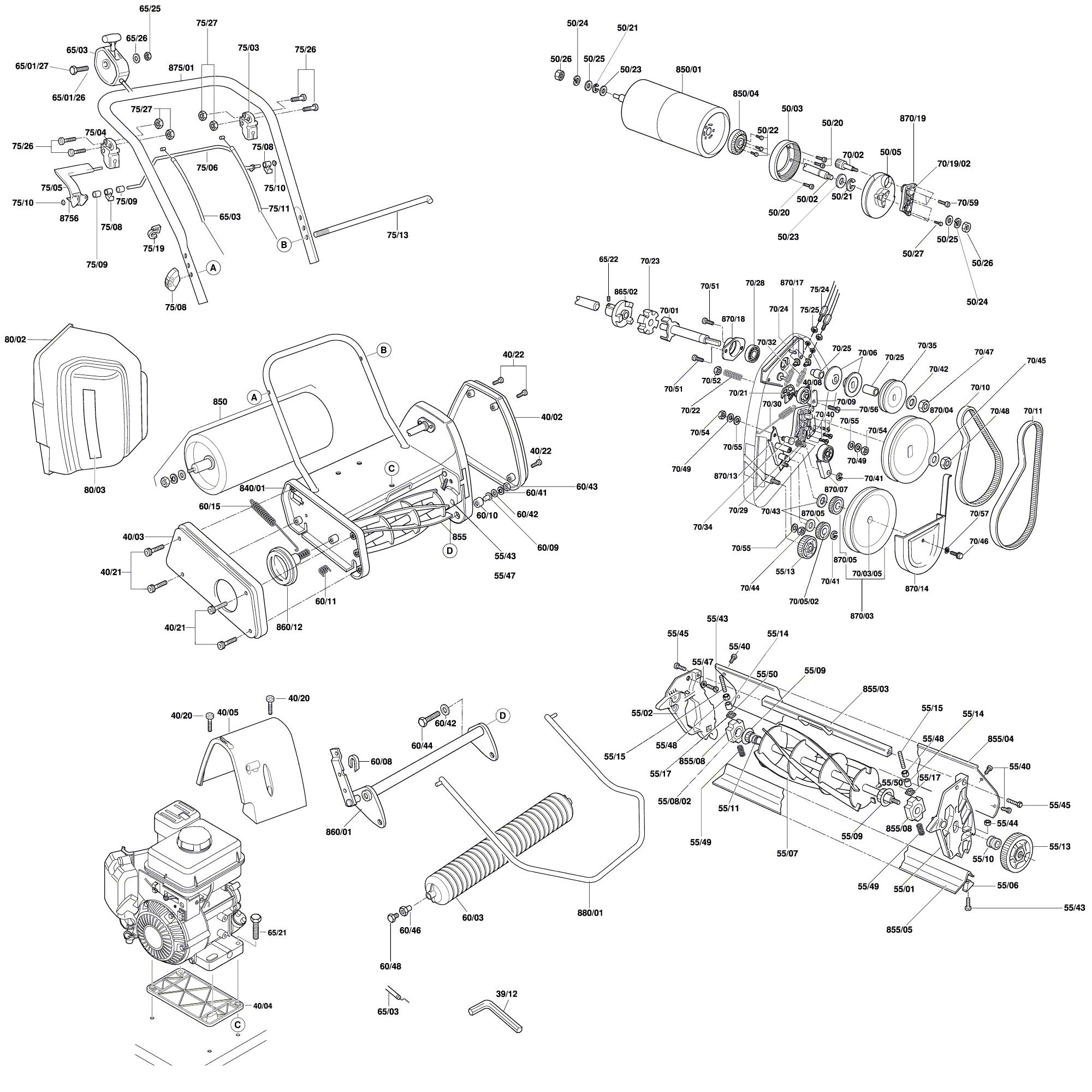 Схема на Газонокосилка Bosch PETROL CYLINDER 17S (3 616 C04 A72)