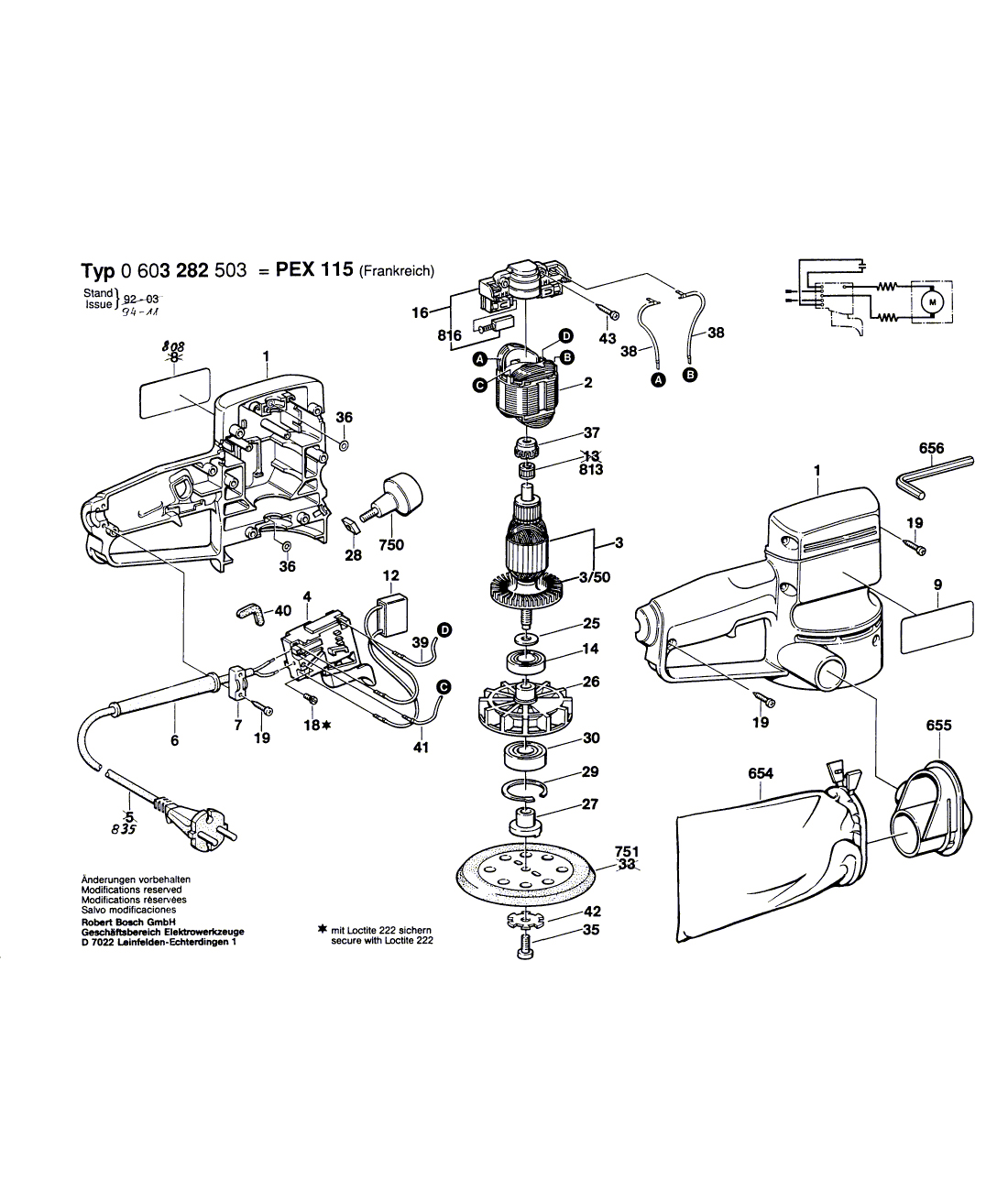 Схема на Шлифмашина Bosch PEX 115 (0 603 282 503)