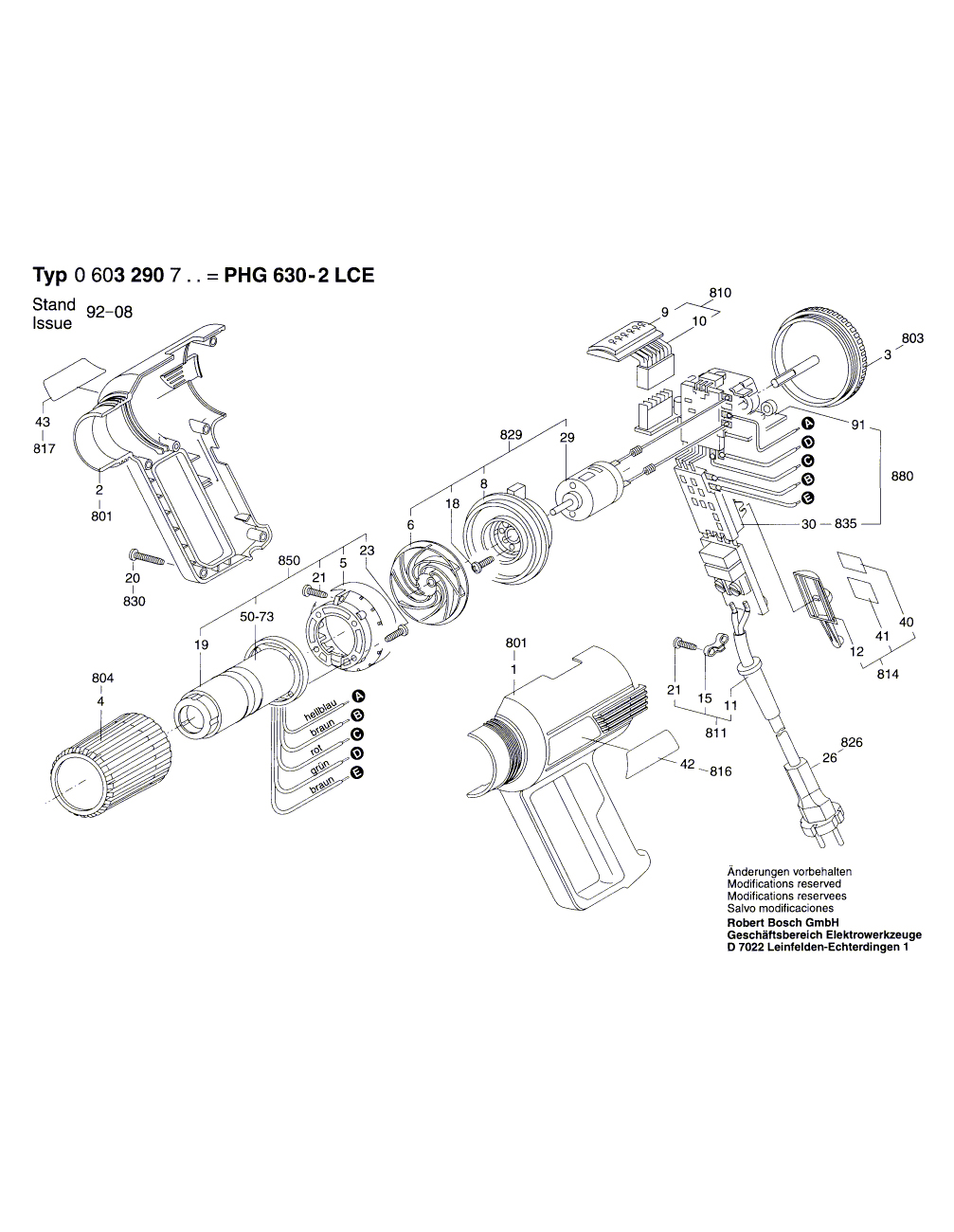 Схема на Фен Bosch PHG 630-2 LCE (0 603 290 703)
