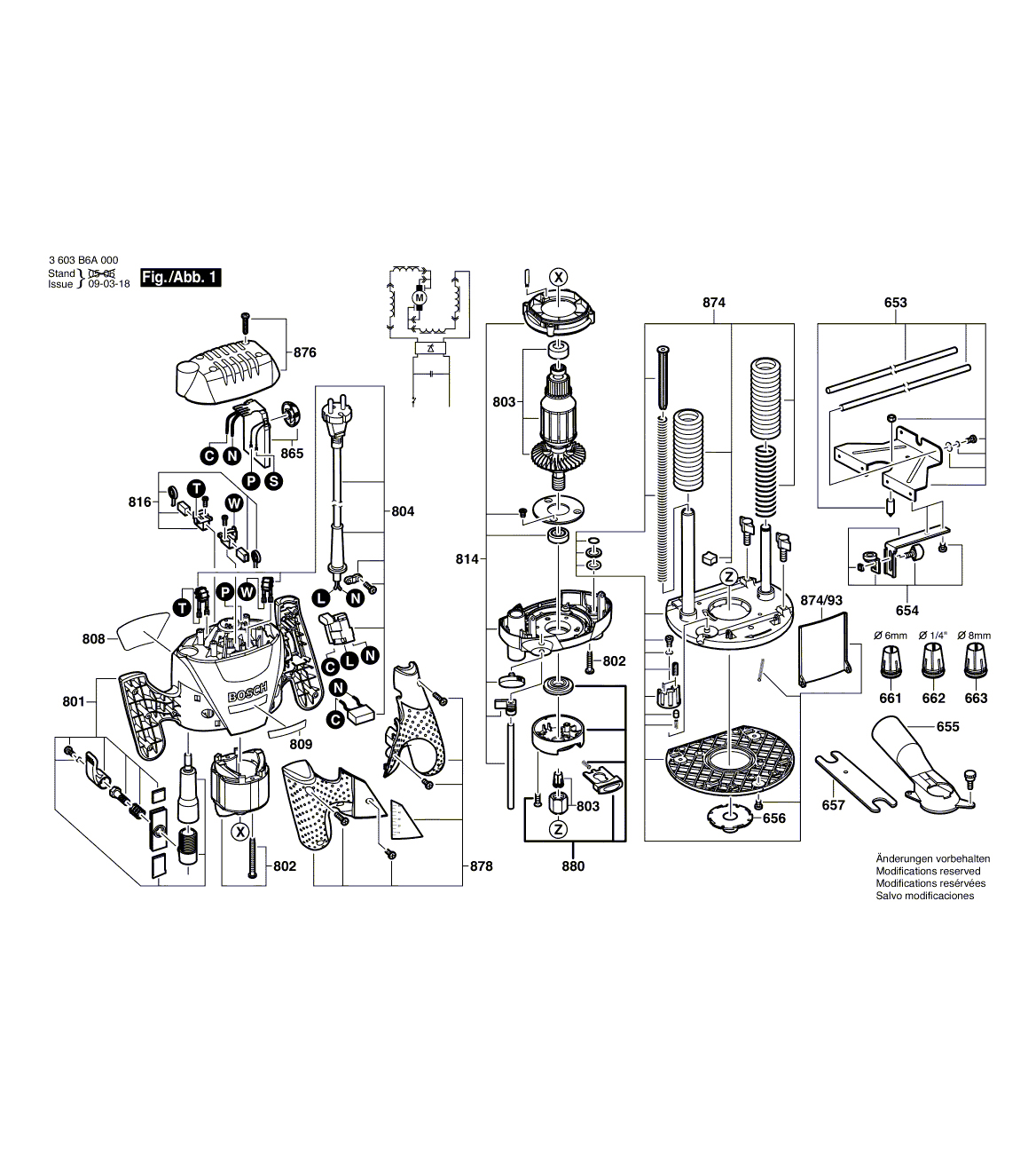 Схема на Фрезер Bosch POF 1100 AE (3 603 B6A 000)