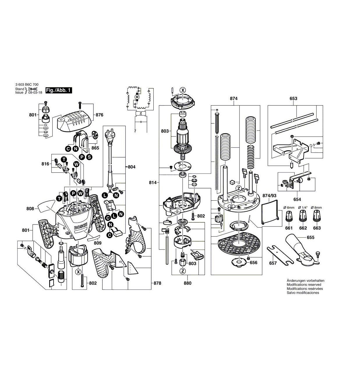 Схема на Фрезер Bosch POF 1300 ACE (3 603 B6C 700)