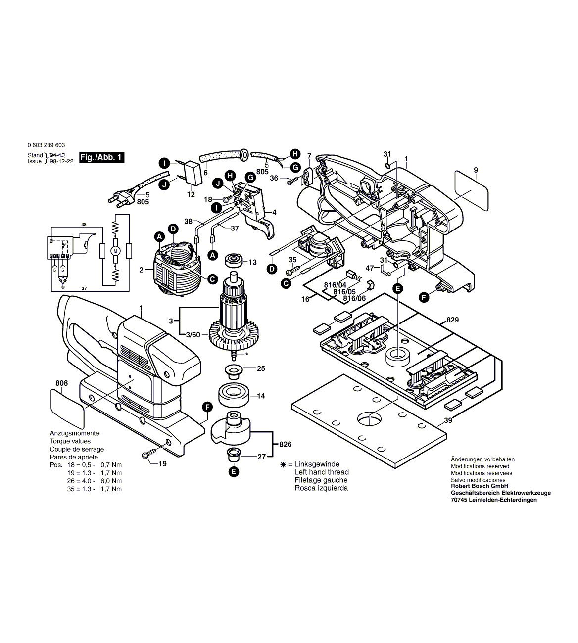 Схема на Шлифмашина Bosch PSS 23 E (0 603 289 603)