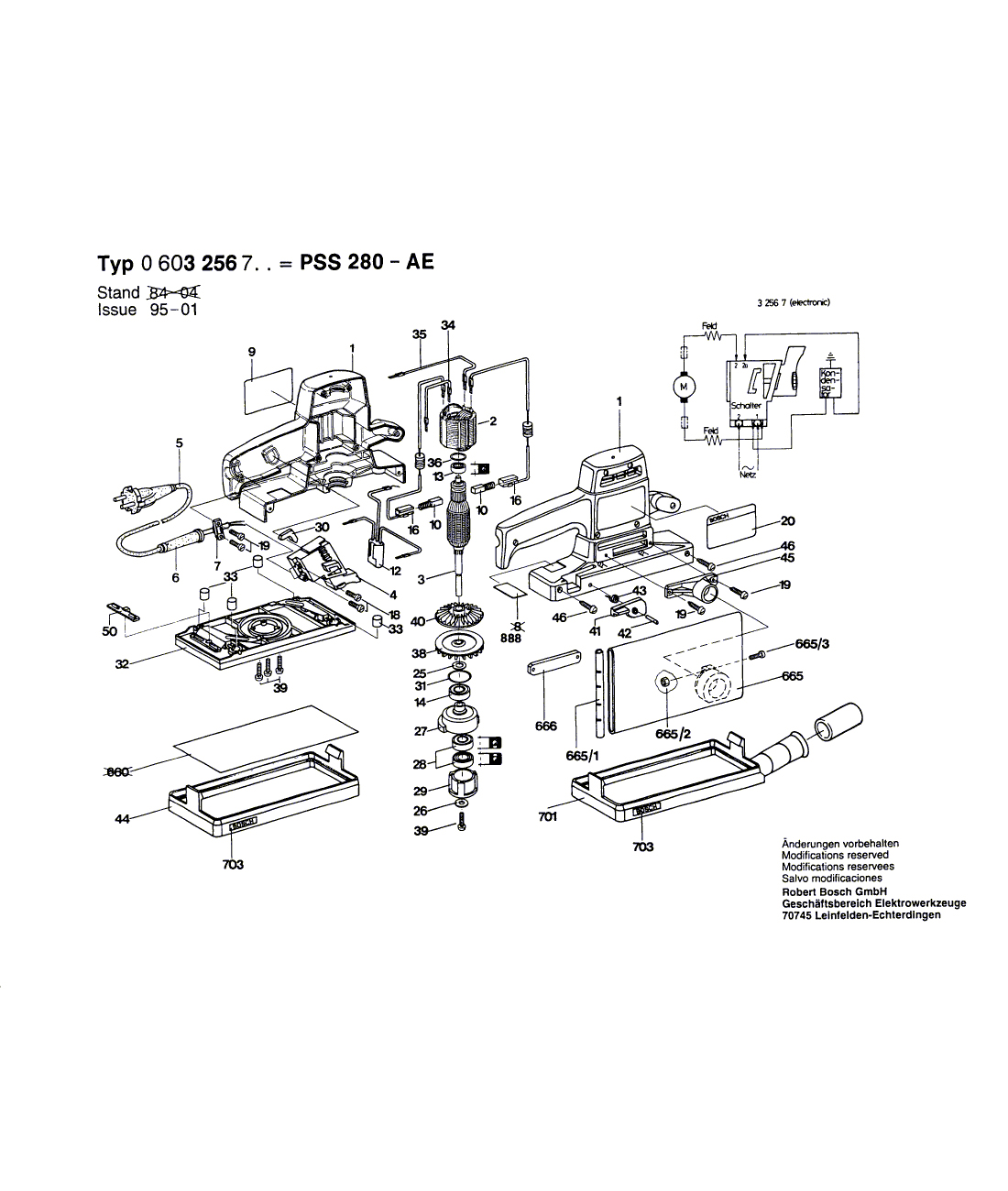 Схема на Шлифмашина Bosch PSS 280 AE (0 603 256 703)