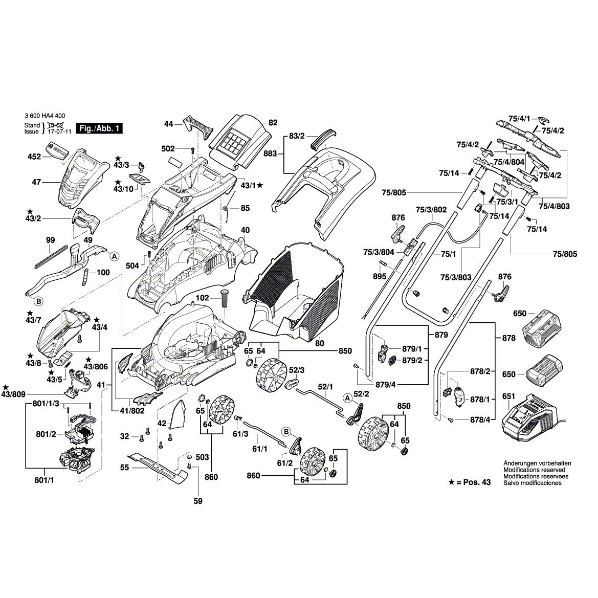 Схема на Газонокосарка Bosch Rotak 36 LI (3 600 HA4 402)