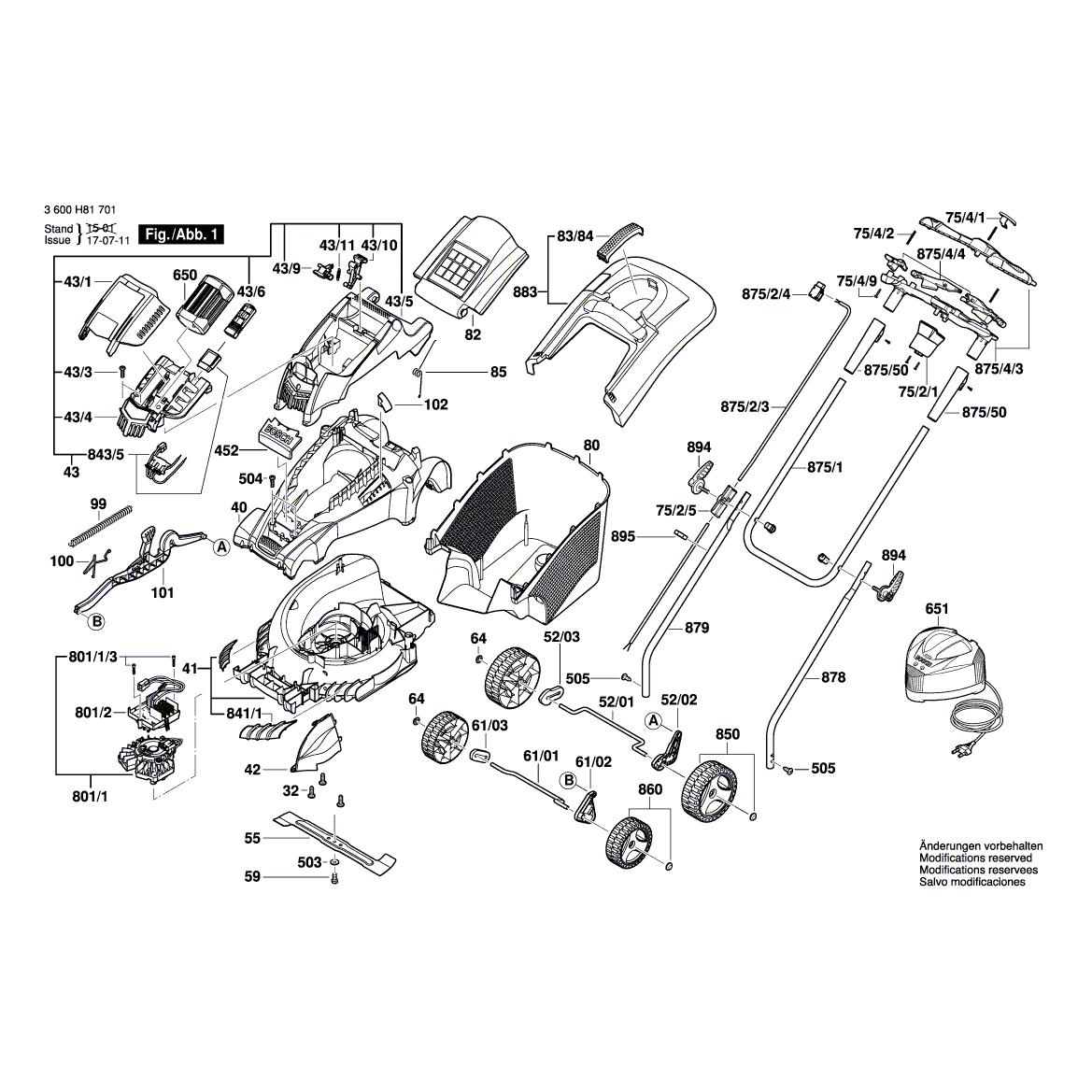 Схема на Газонокосилка Bosch ROTAK 37 LI (3 600 H81 701)