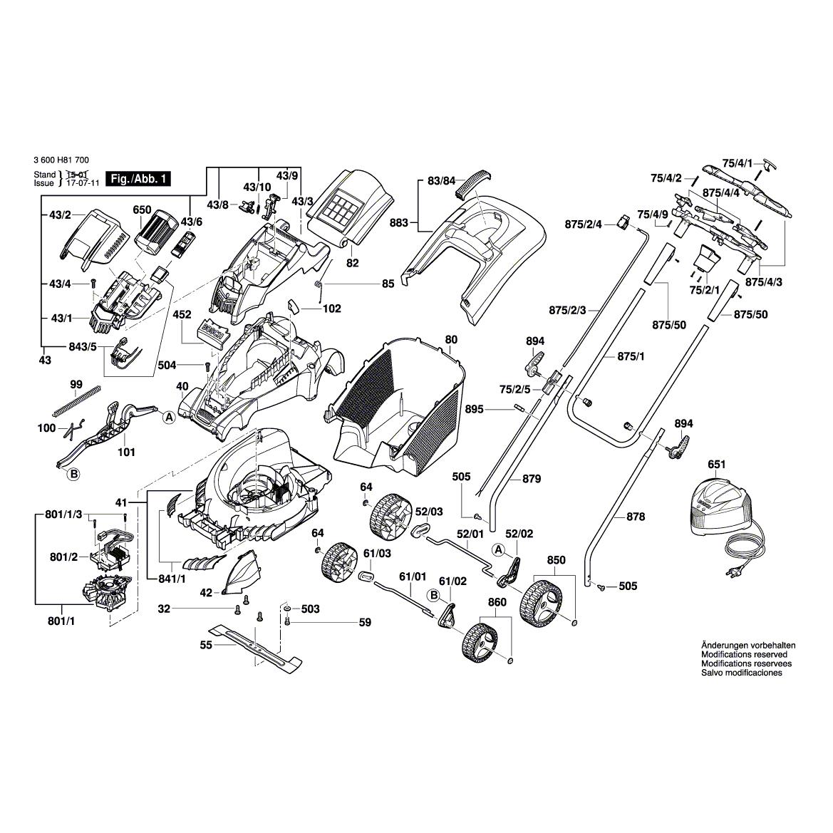 Схема на Газонокосарка Bosch ROTAK 37 LI ERGOFLEX (3 600 H81 700)