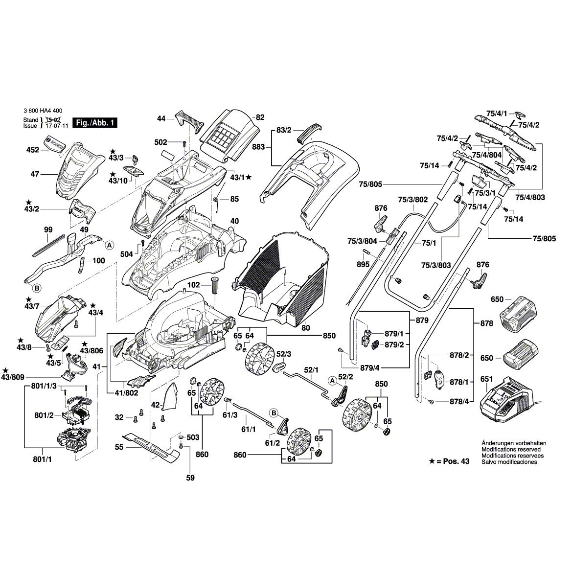 Схема на Газонокосарка Bosch Rotak 37 LI M (3 600 HA4 404)