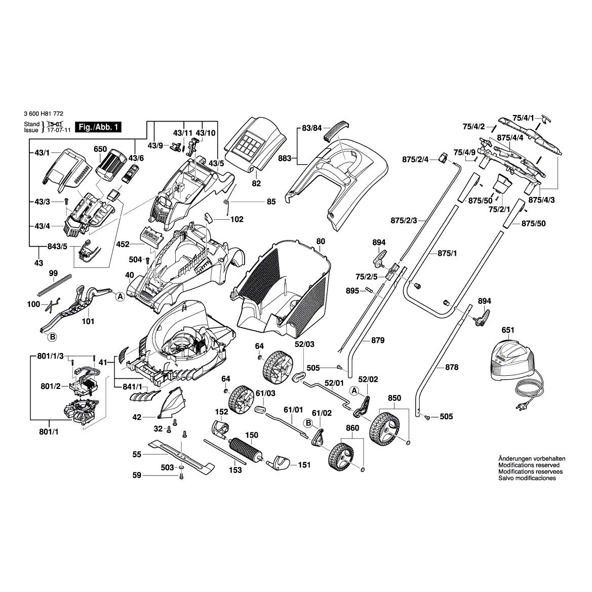 Схема на Газонокосарка Bosch ROTAK 370 LI Ultra (3 600 H81 772)