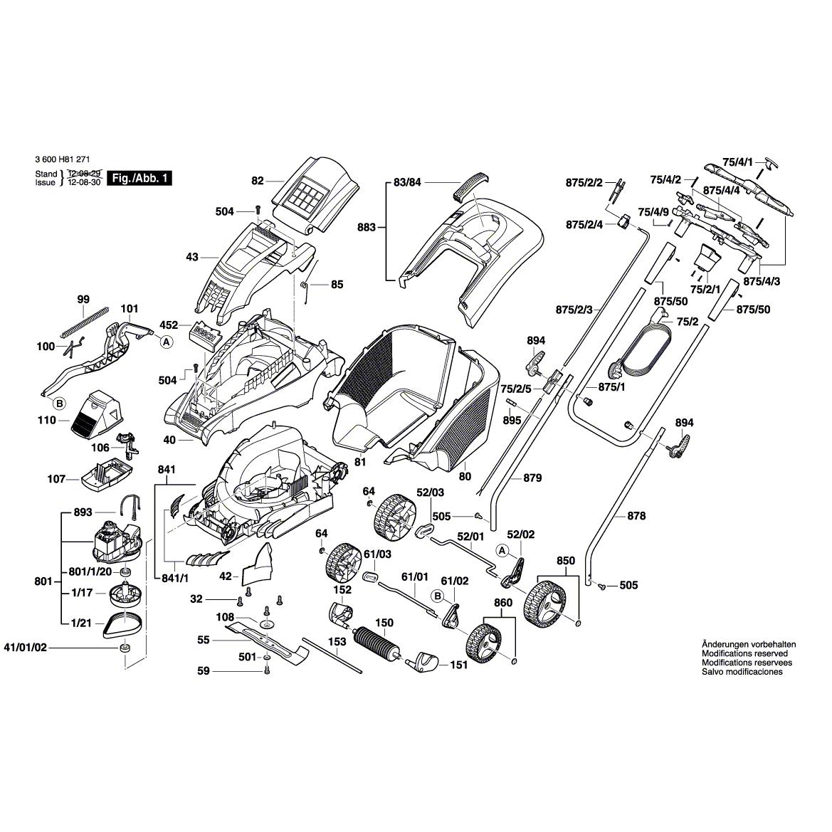 Схема на Газонокосилка Bosch ROTAK 40 GC ERGOFLEX (3 600 H81 271)