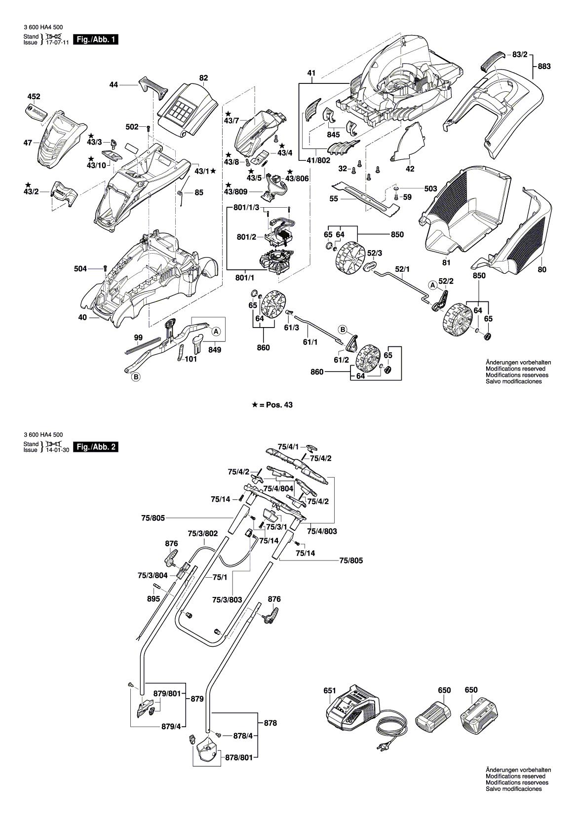 Схема на Газонокосарка Bosch Rotak 42 LI (3 600 HA4 502)