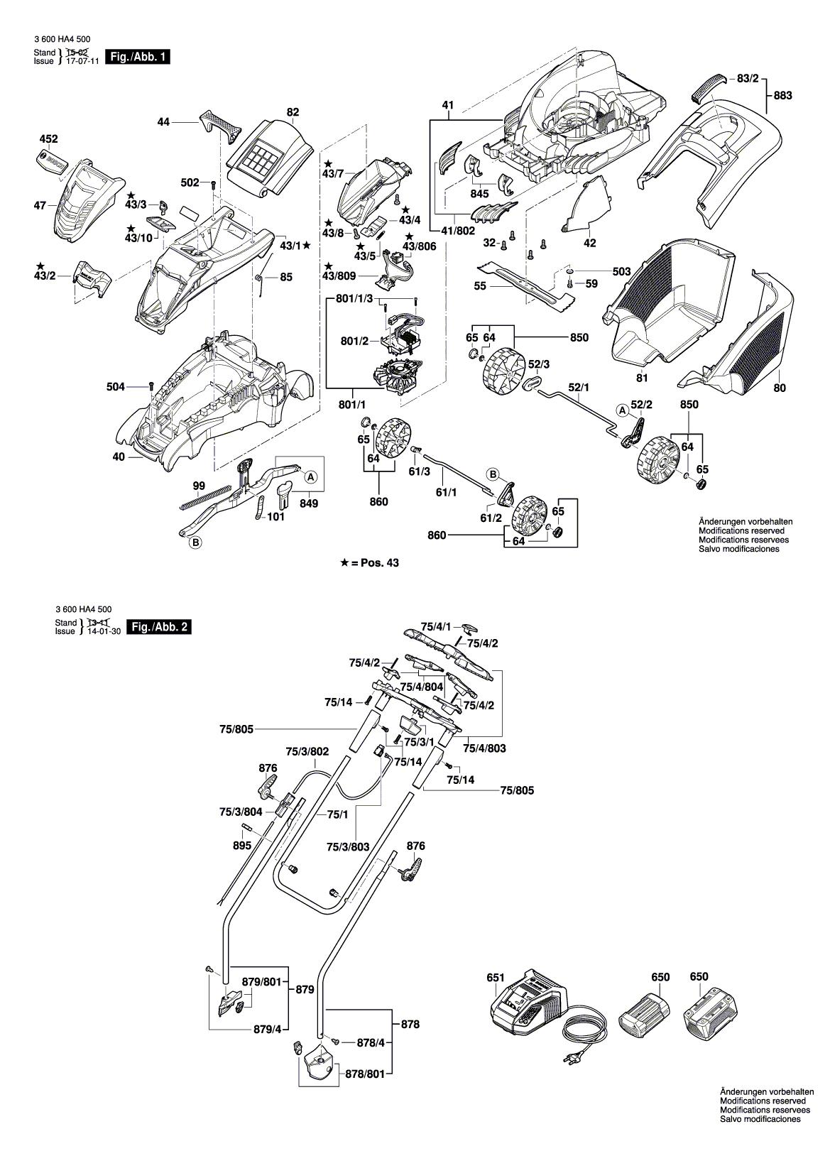 Схема на Газонокосарка Bosch Rotak 43 LI M (3 600 HA4 503)