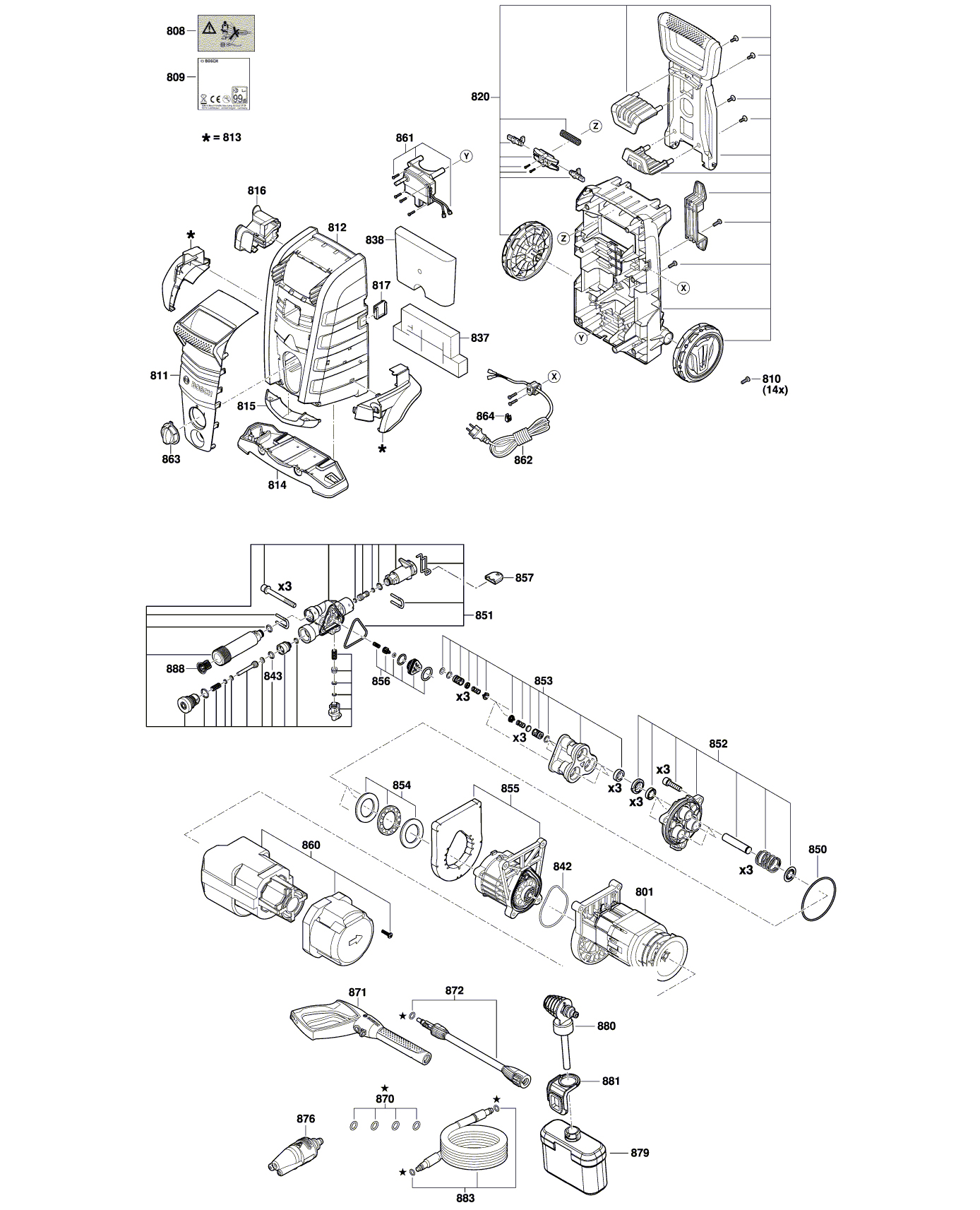 Схема на Мойка высокого давления Bosch UniversalAquatak 125 (3 600 HA7 A00)