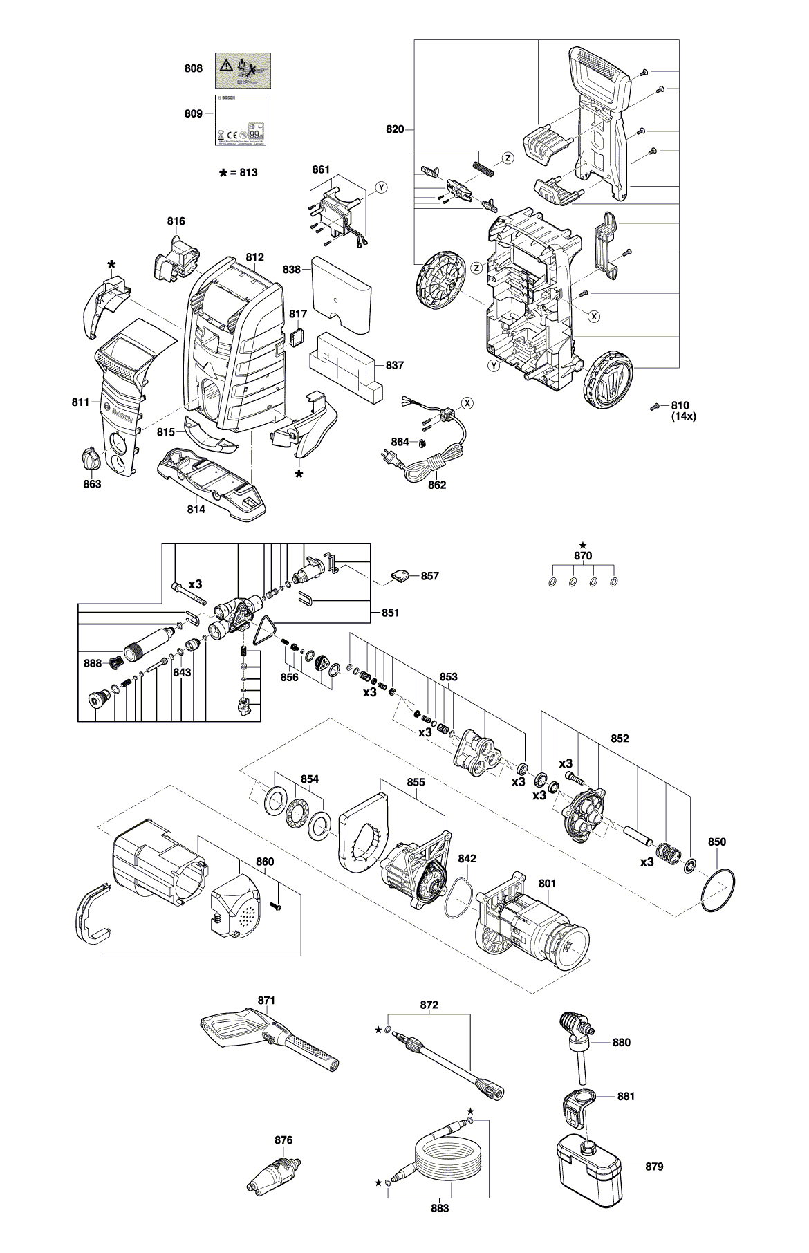 Схема на Мийка високого тиску Bosch UniversalAquatak 130 (3 600 HA7 B00)