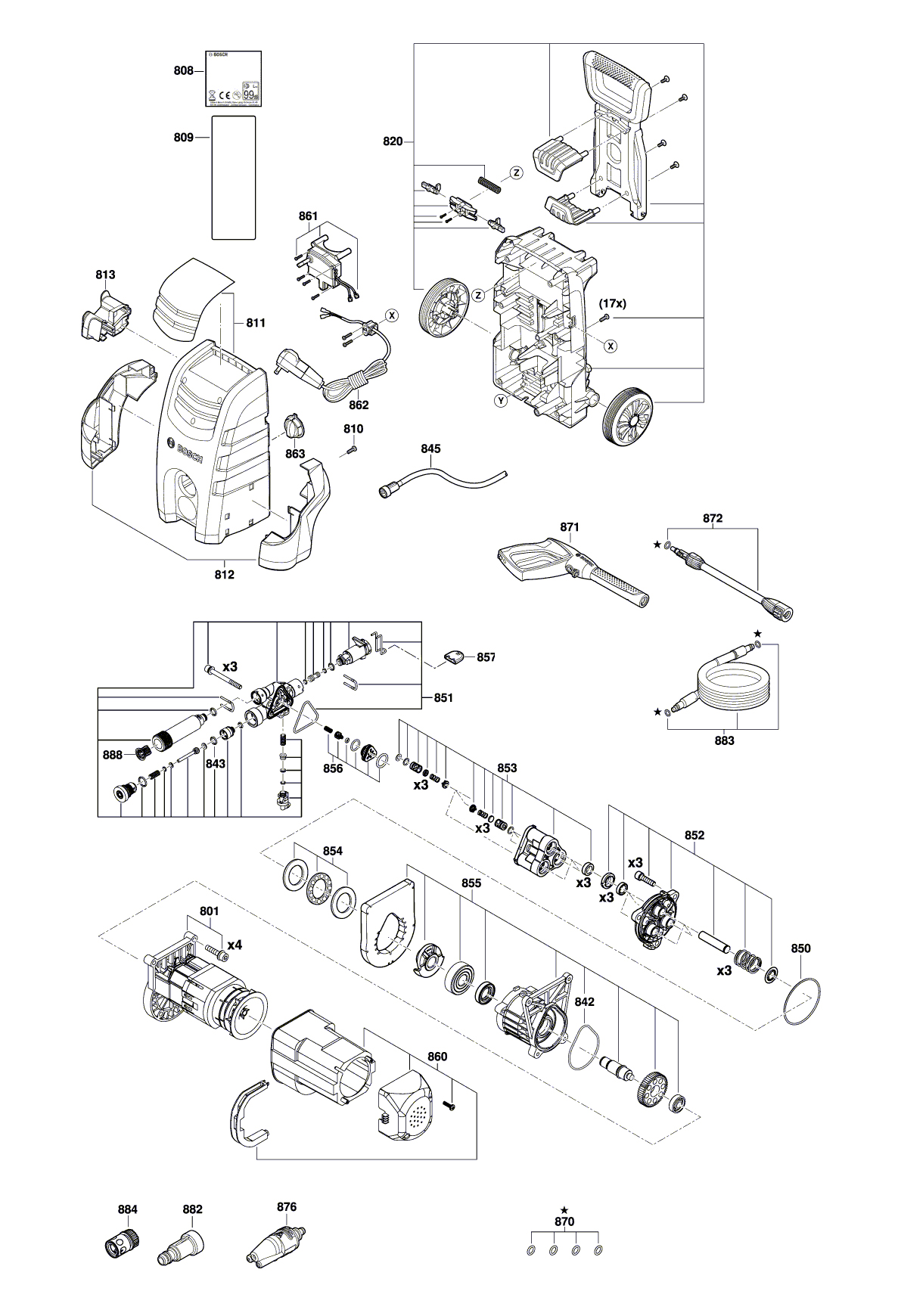 Схема на Мийка високого тиску Bosch UniversalAquatak 1900 (3 600 HA7 210)
