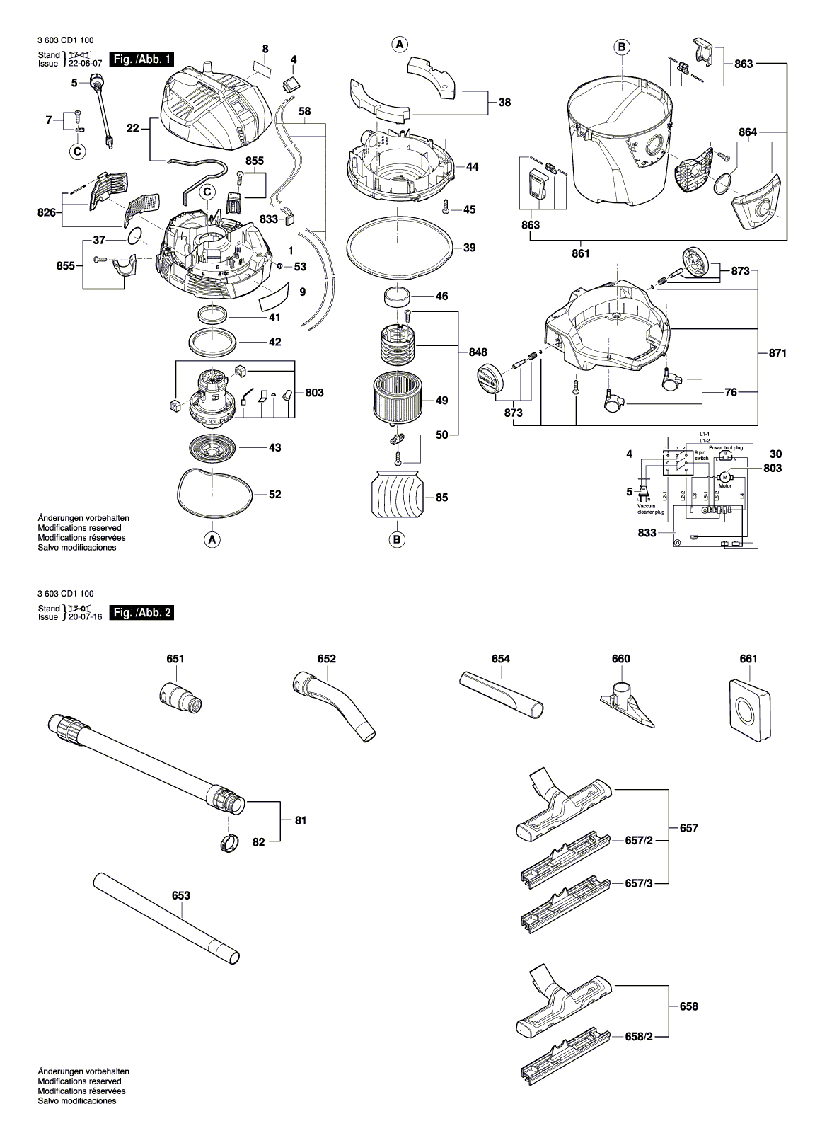 Схема на Пылесос Bosch UniversalVac 15 (3 603 CD1 100)