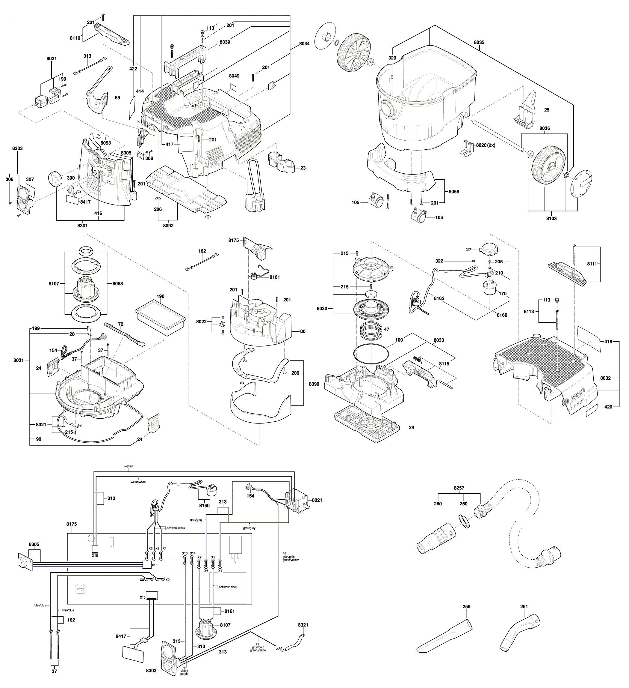 Схема на Пилосос Bosch VAC090A (3 601 JC3 110)
