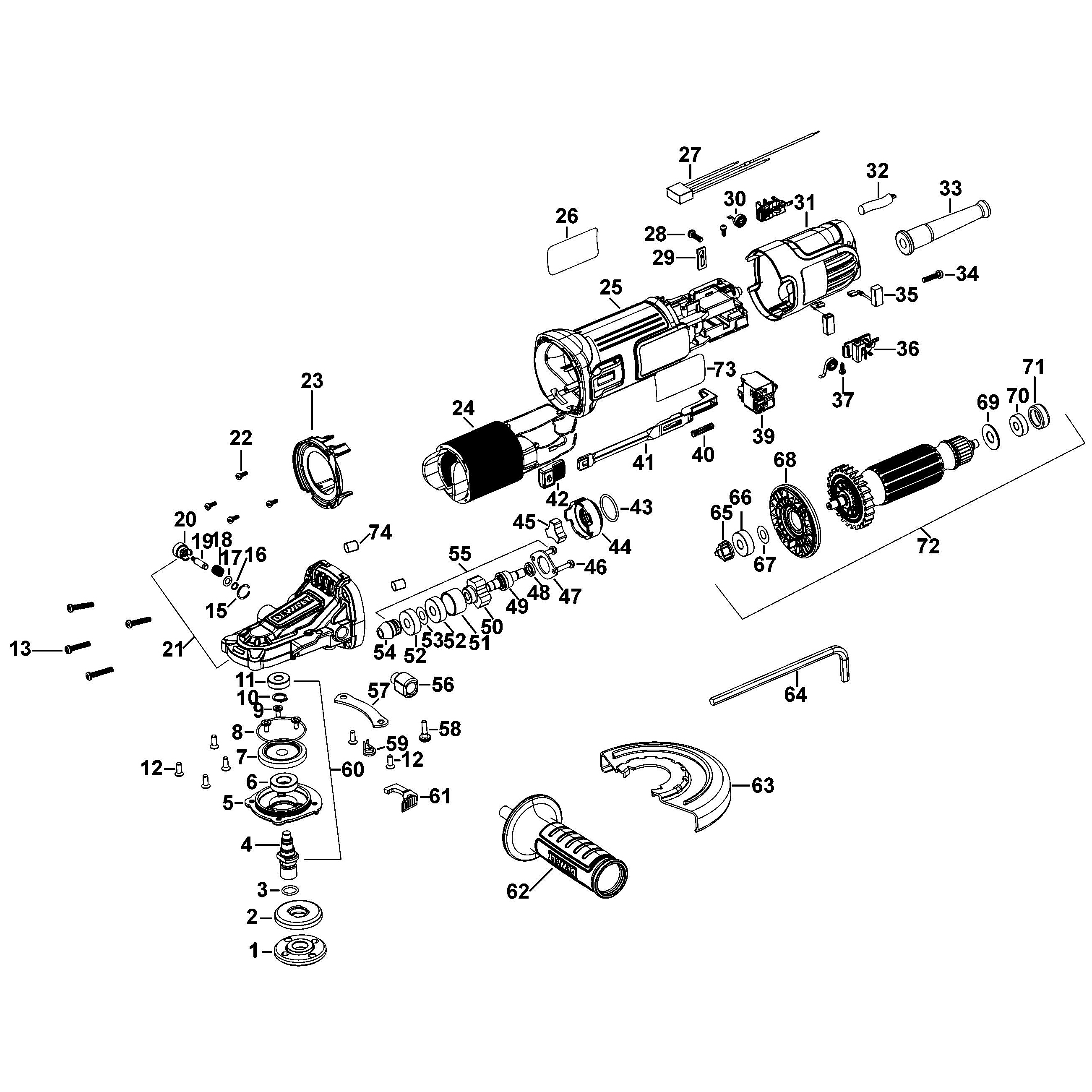 Схема на Кутова шліфувальна машина DeWALT DWE4157F
