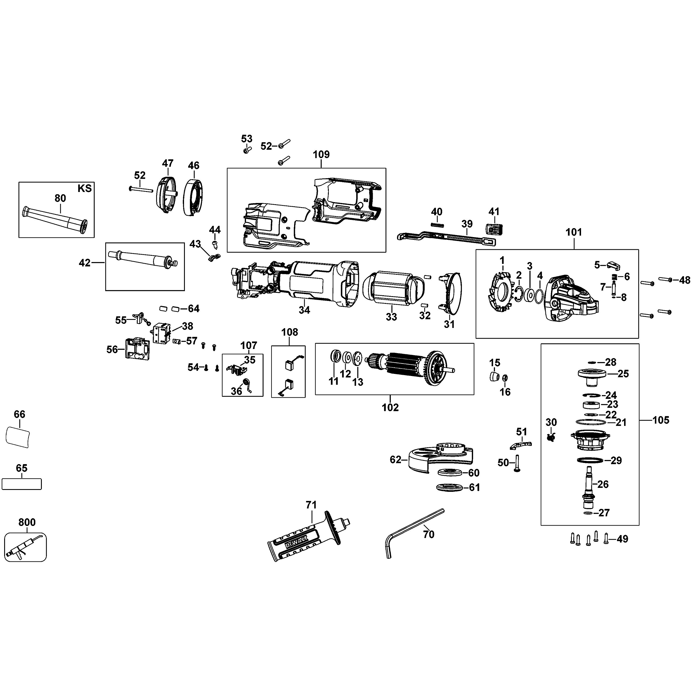 Схема на Кутова шліфувальна машина DeWALT DWE4238