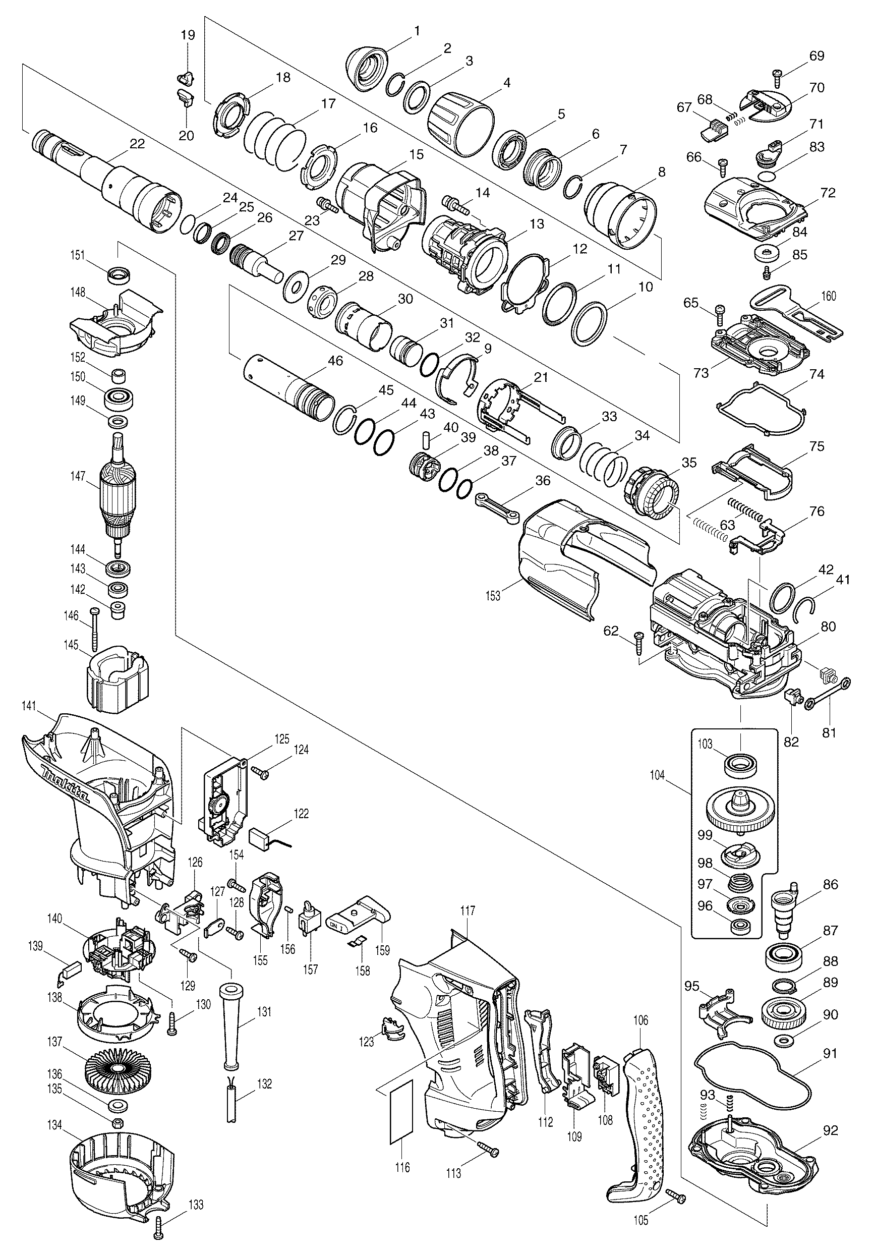 Схема на Перфоратор Makita HR 4001 C