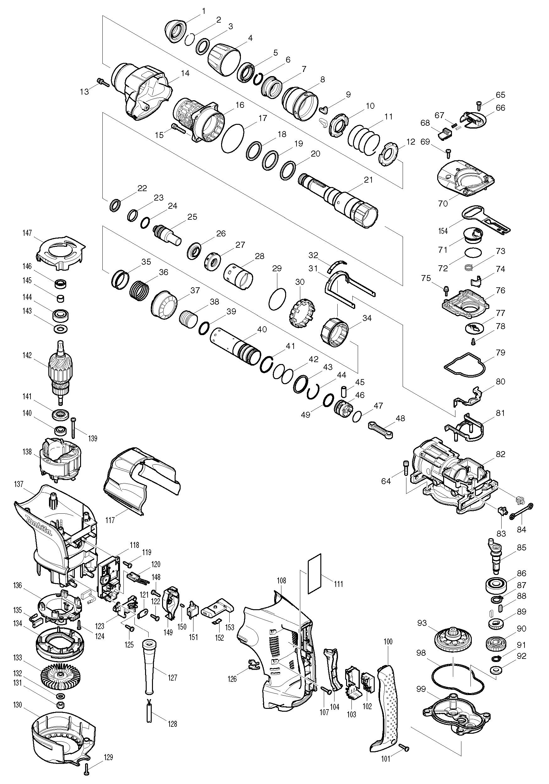 Схема на Перфоратор Makita HR 4501 C