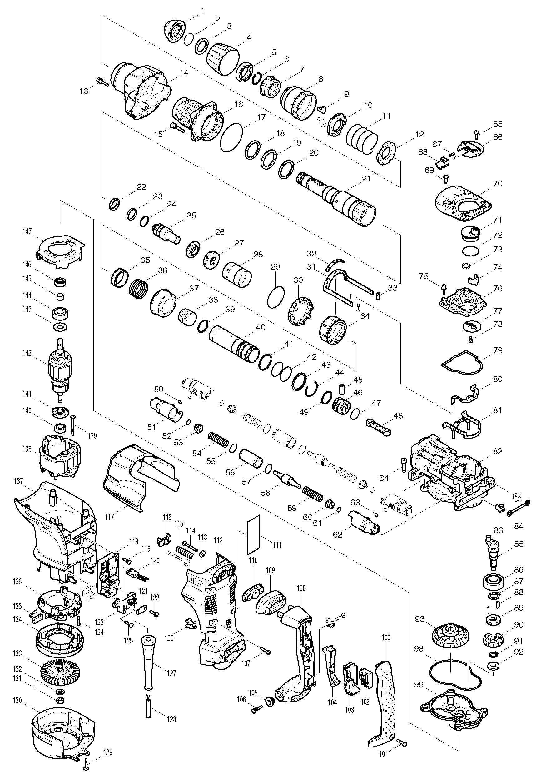 Схема на Перфоратор Makita HR 4511 C