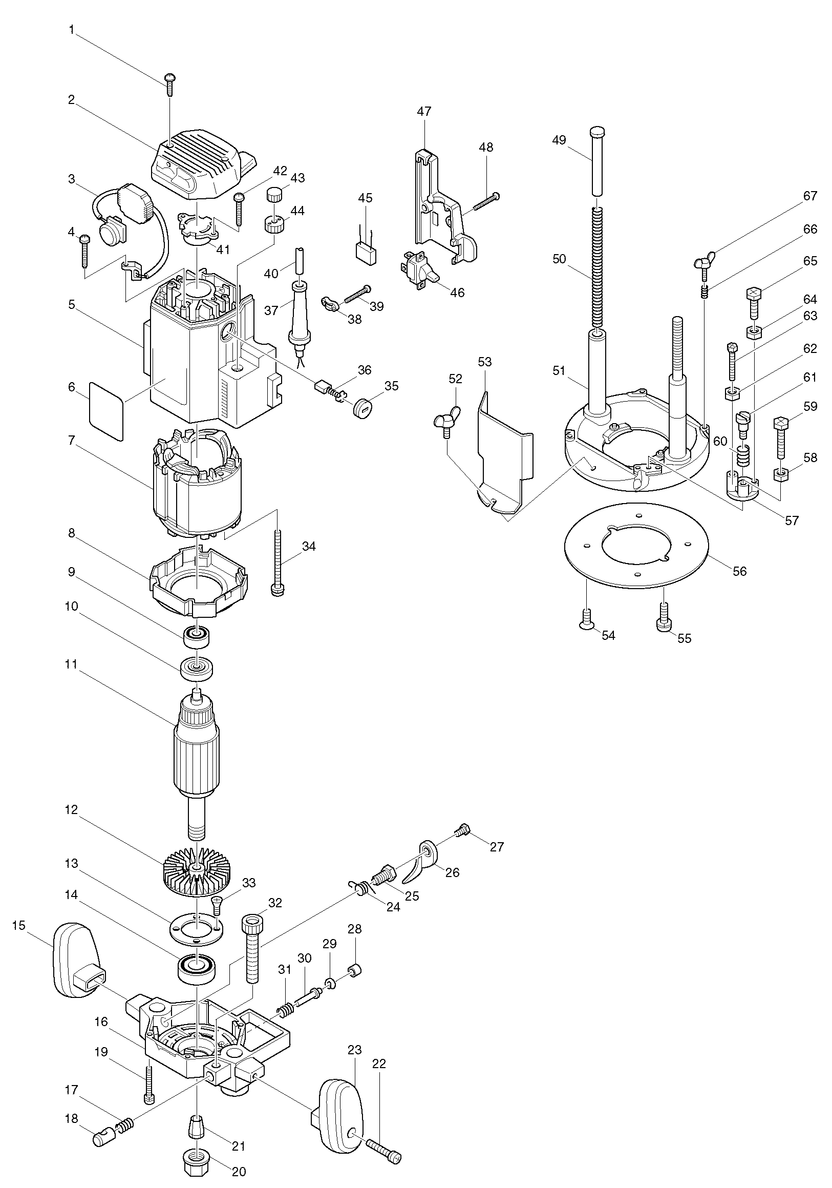 Схема на Фрезер Makita 3612 С