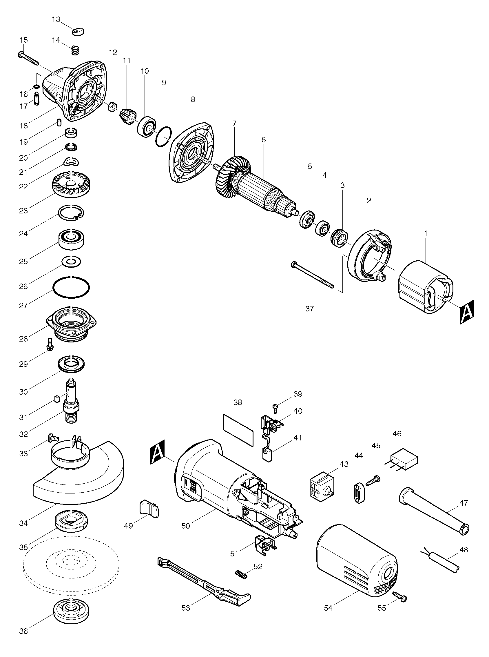 Схема на Угловая шлифмашина Makita 9555 HN
