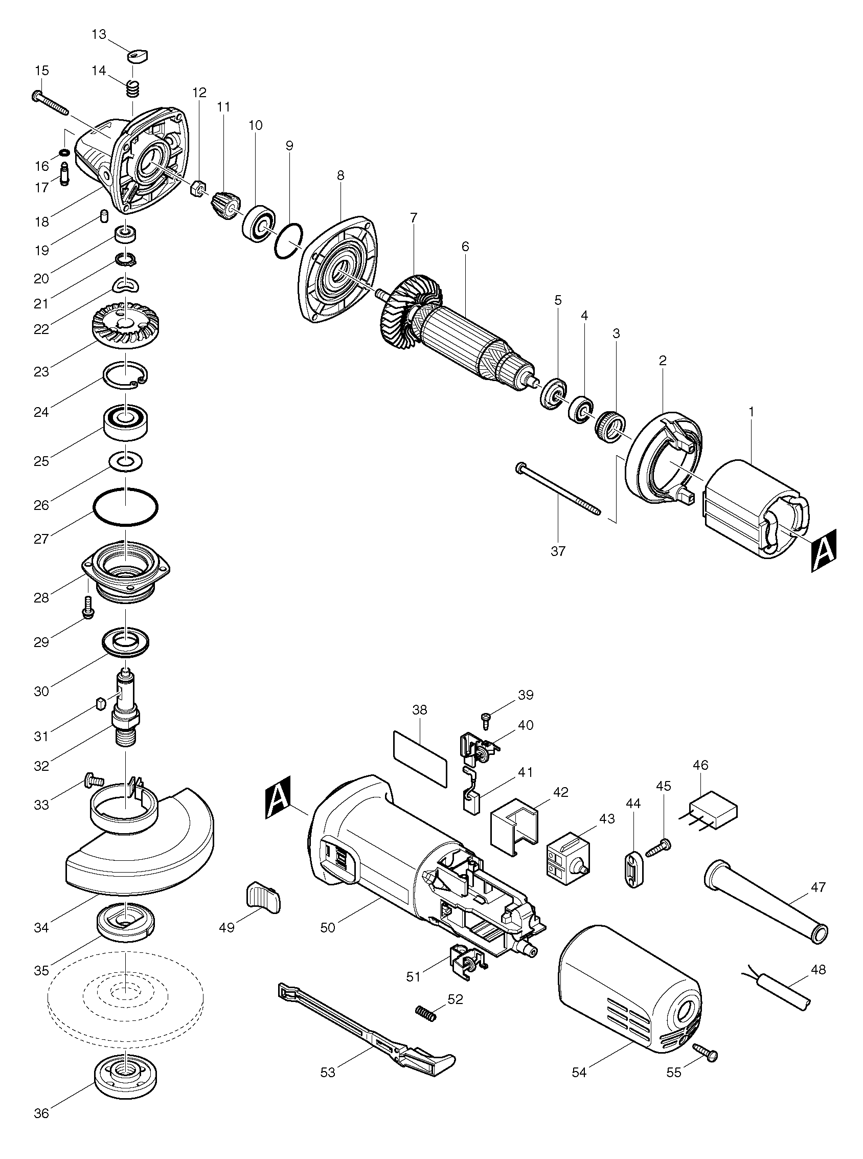 Схема на Угловая шлифмашина Makita 9557 HNG