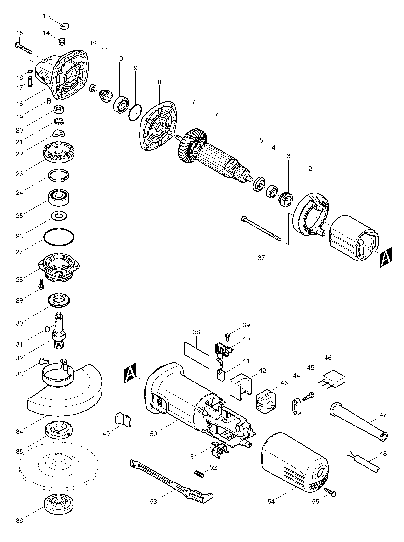 Схема на Угловая шлифмашина Makita 9558 HNG