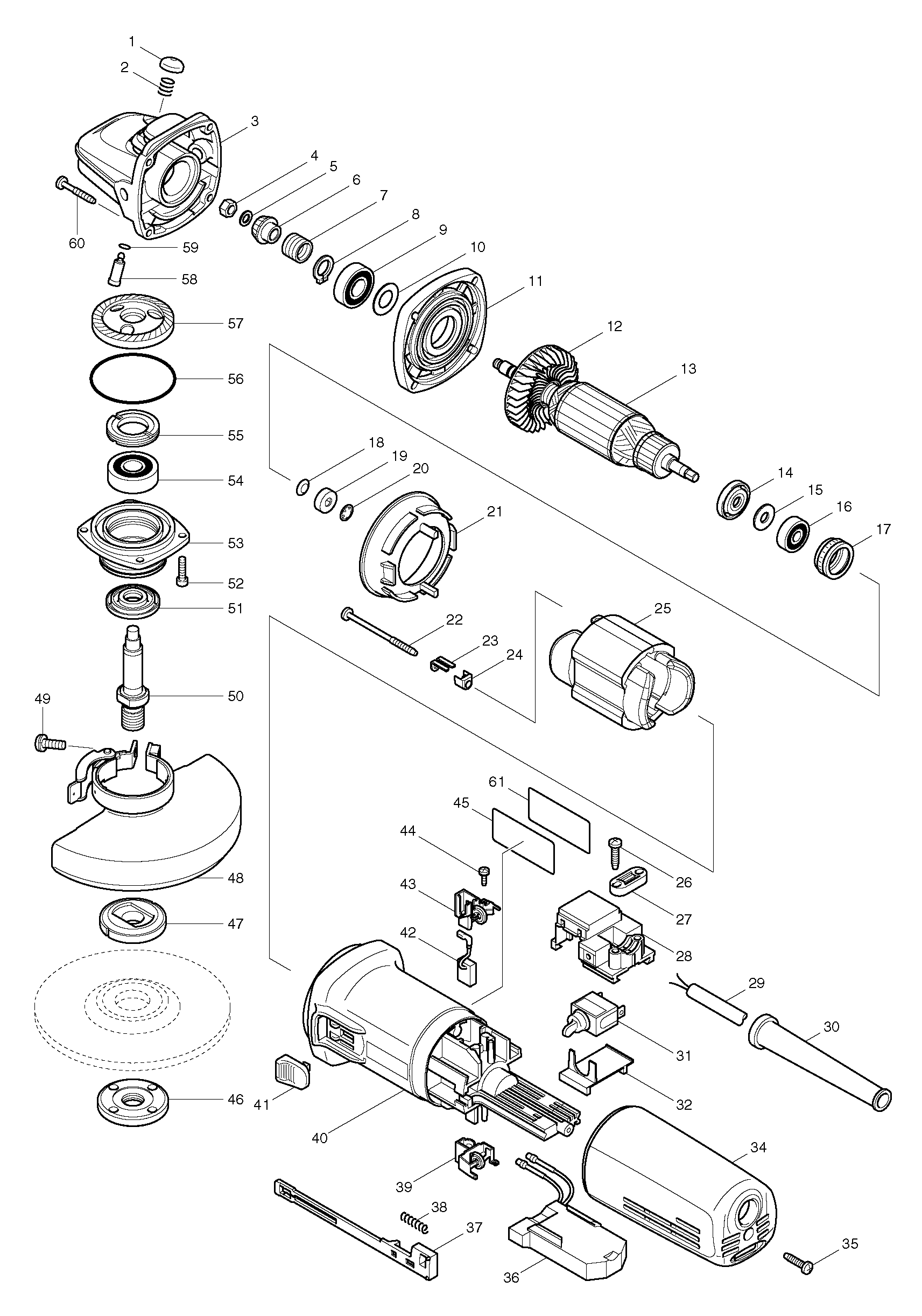 Схема на Угловая шлифмашина Makita 9562 CR