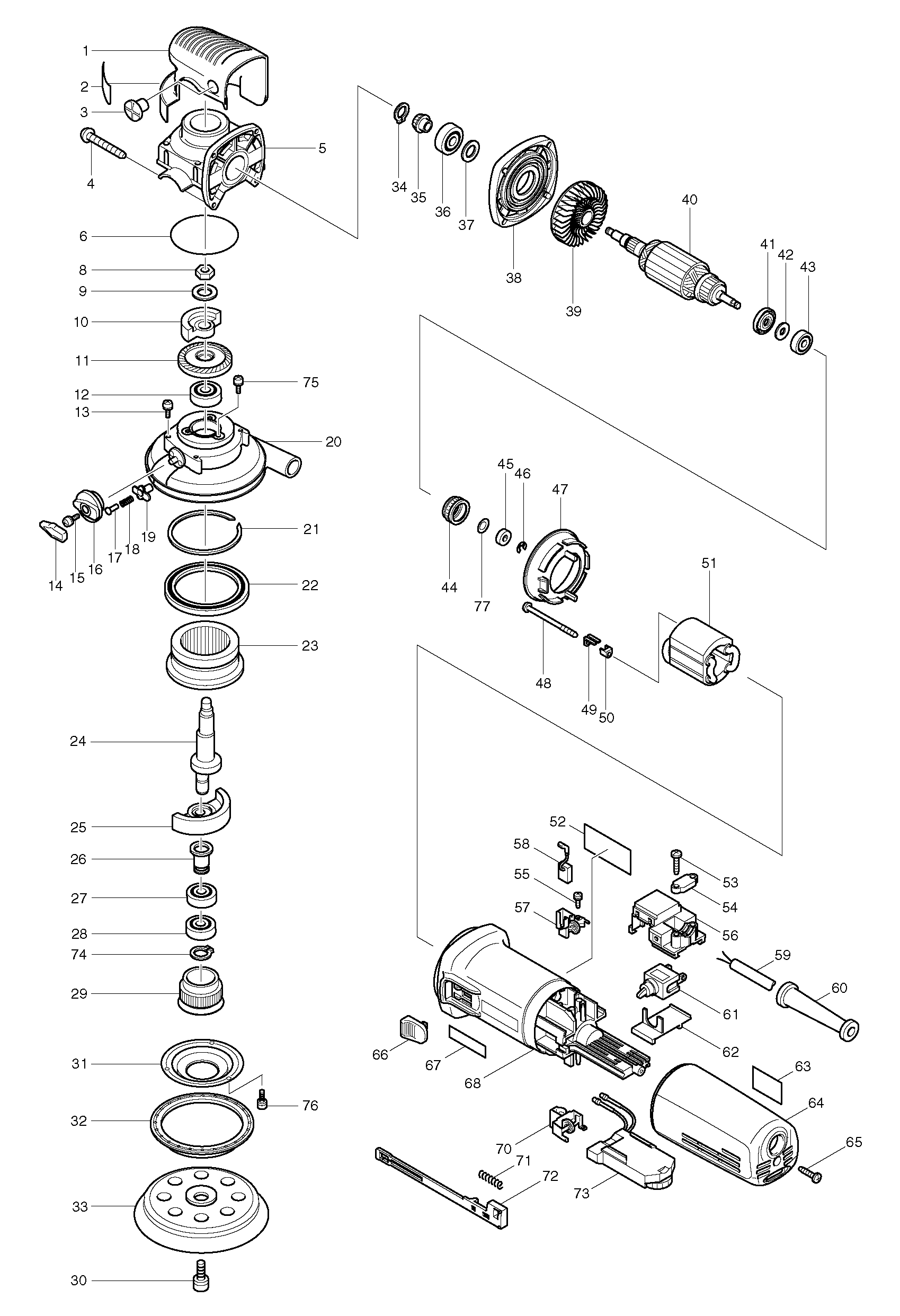 Схема на Ексцентрикова шліфмашина Makita BO 6040