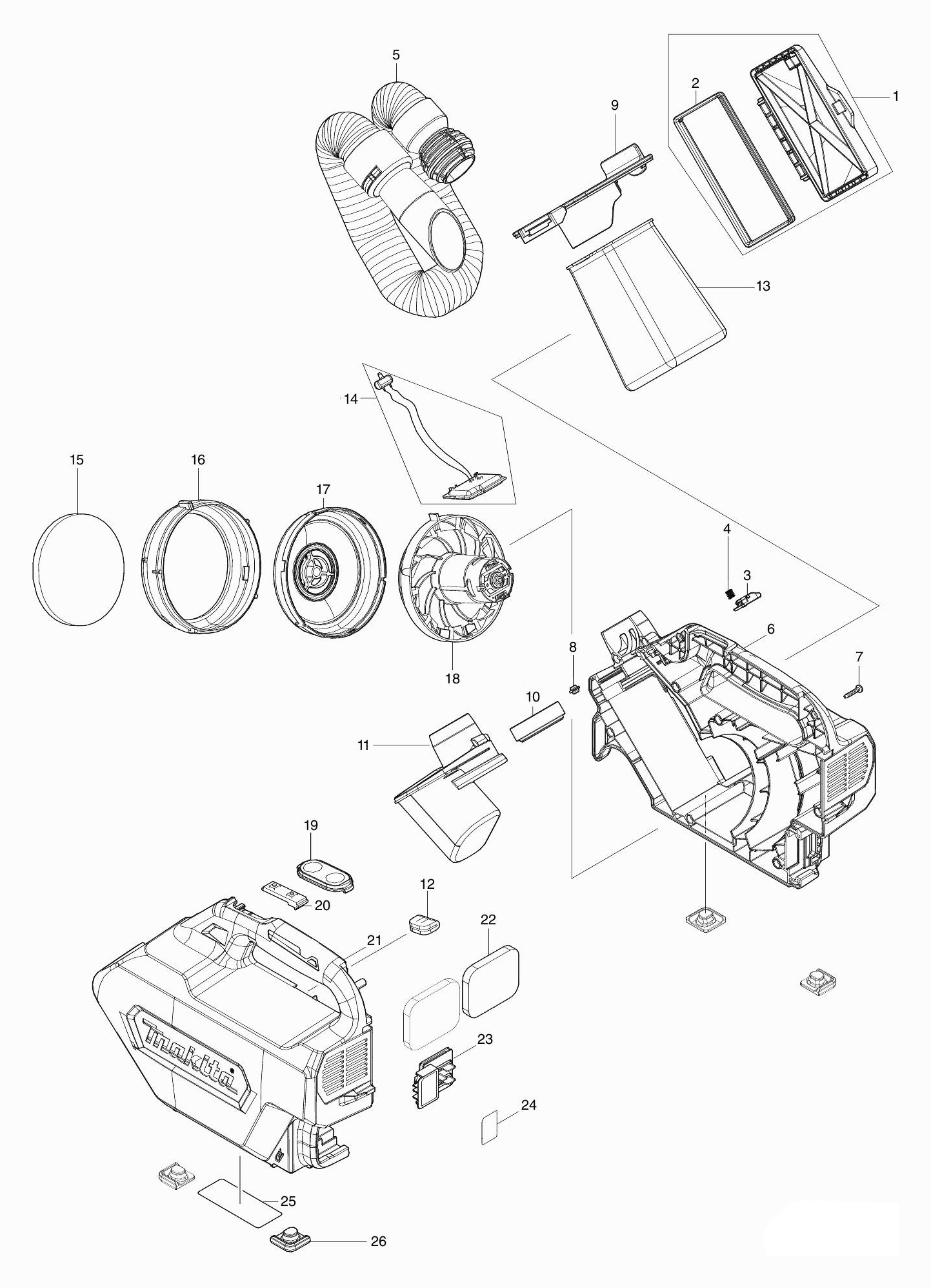 Схема на Пылесос Makita CL121DZ