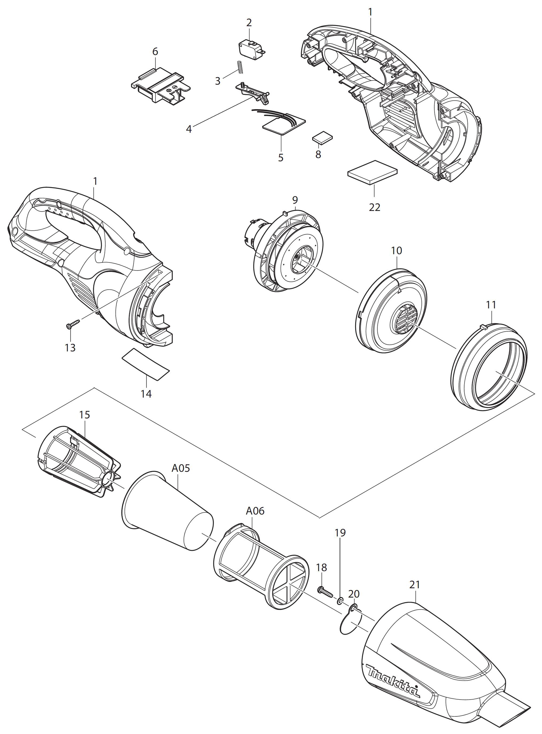 Схема на Пилосос Makita DCL 180 ZB