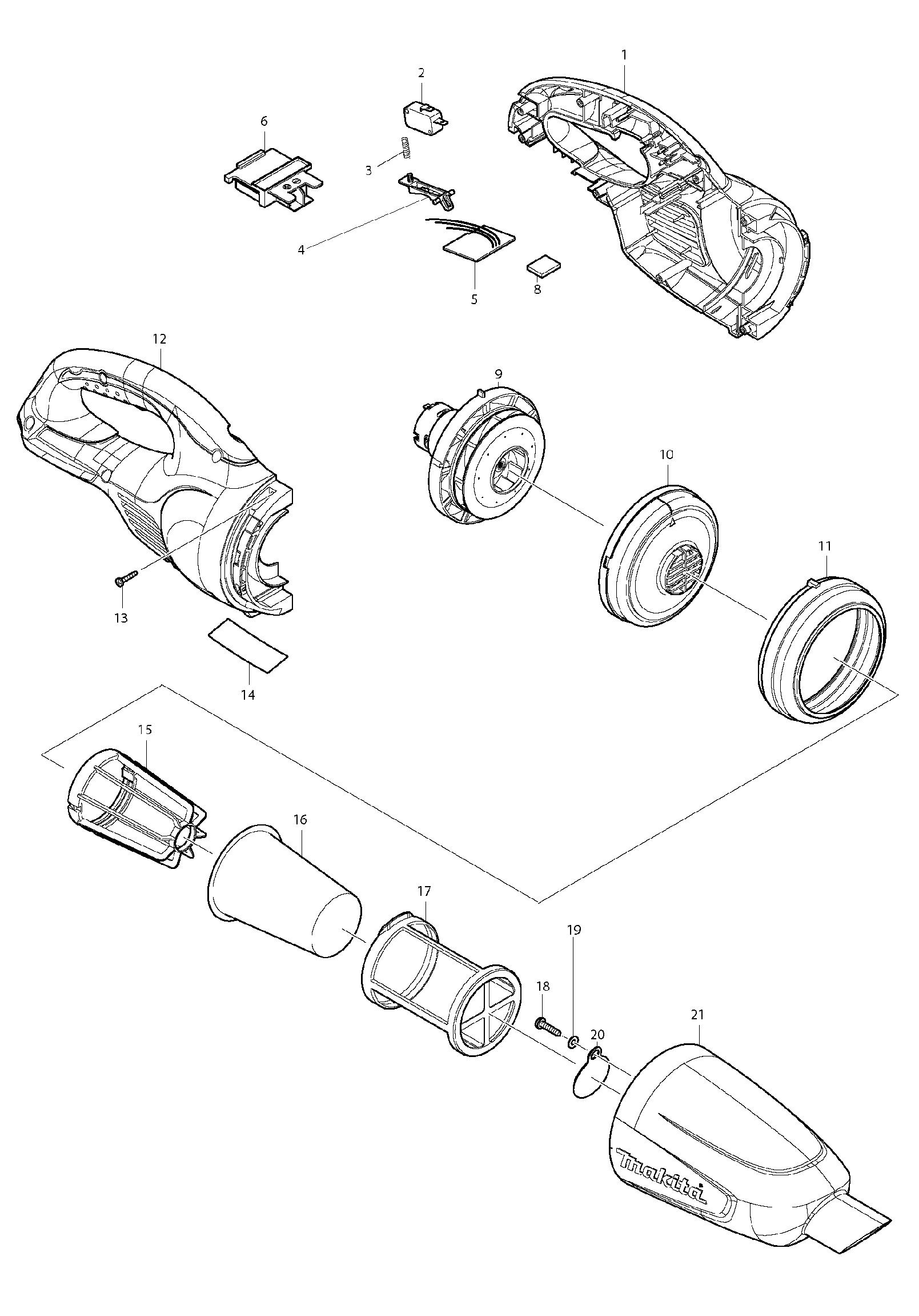 Схема на Пылесос Makita DCL180Z