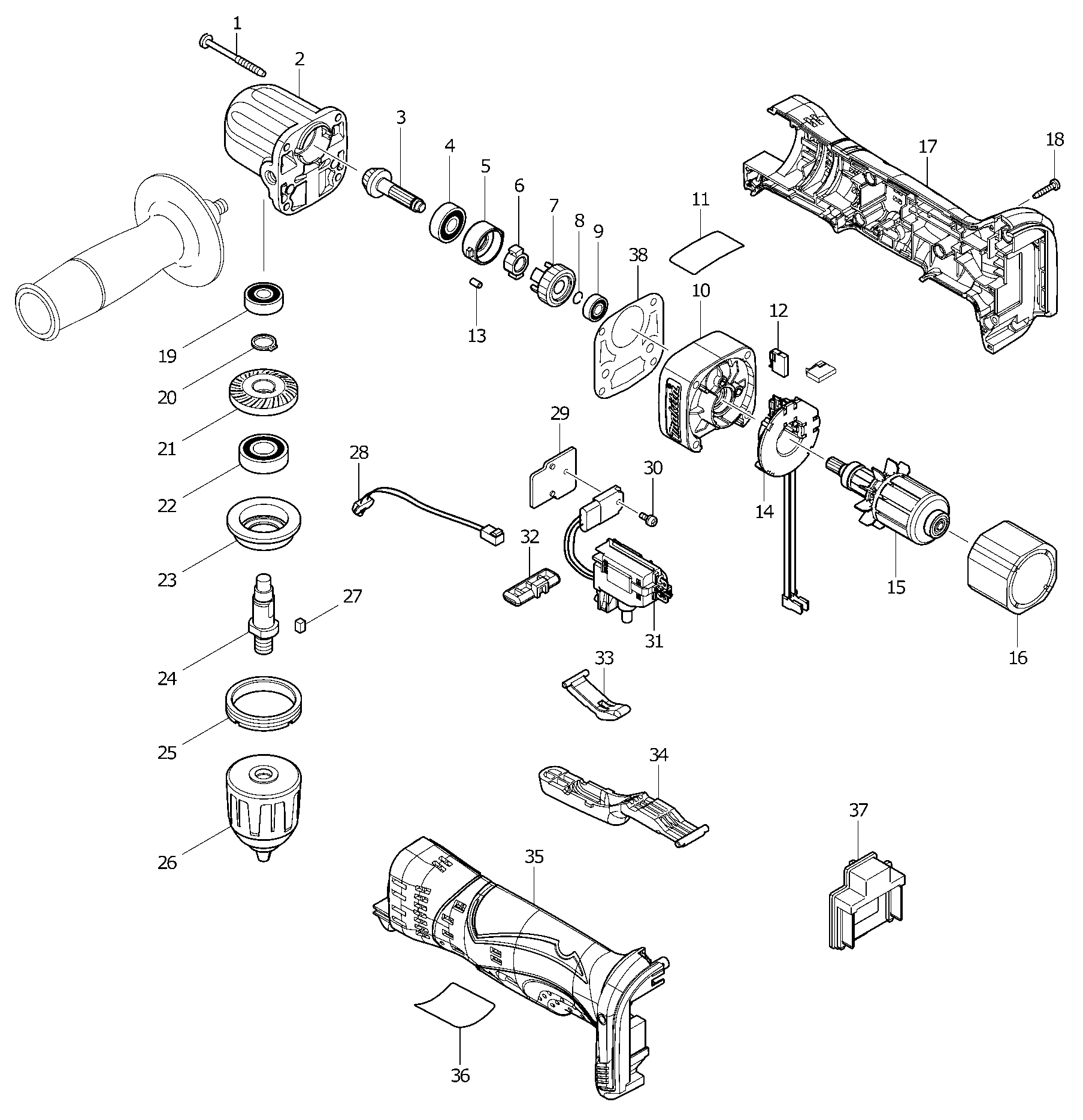 Схема на Дрель Makita DDA 341 Z