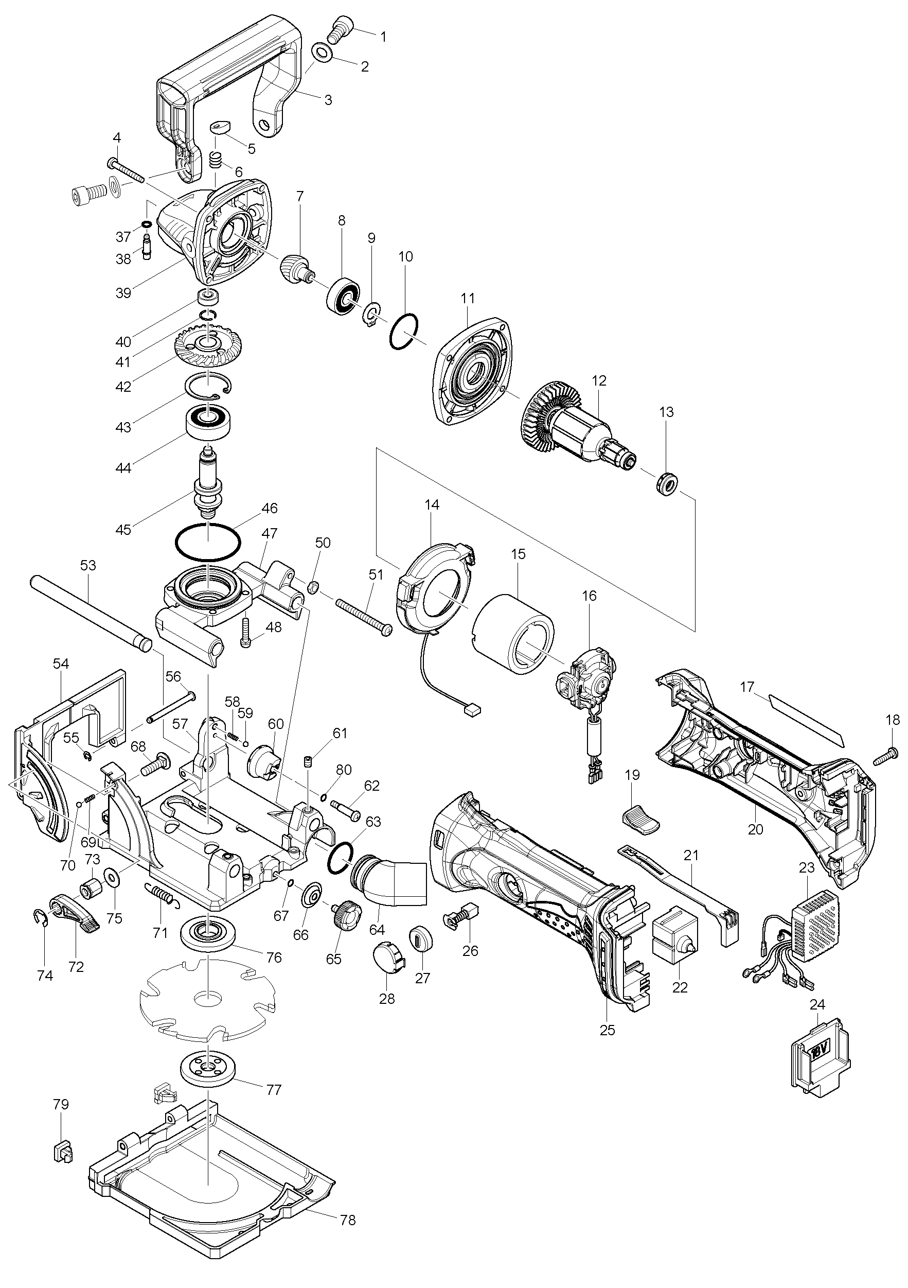 Схема на Фрезер Makita DPJ 180 Z