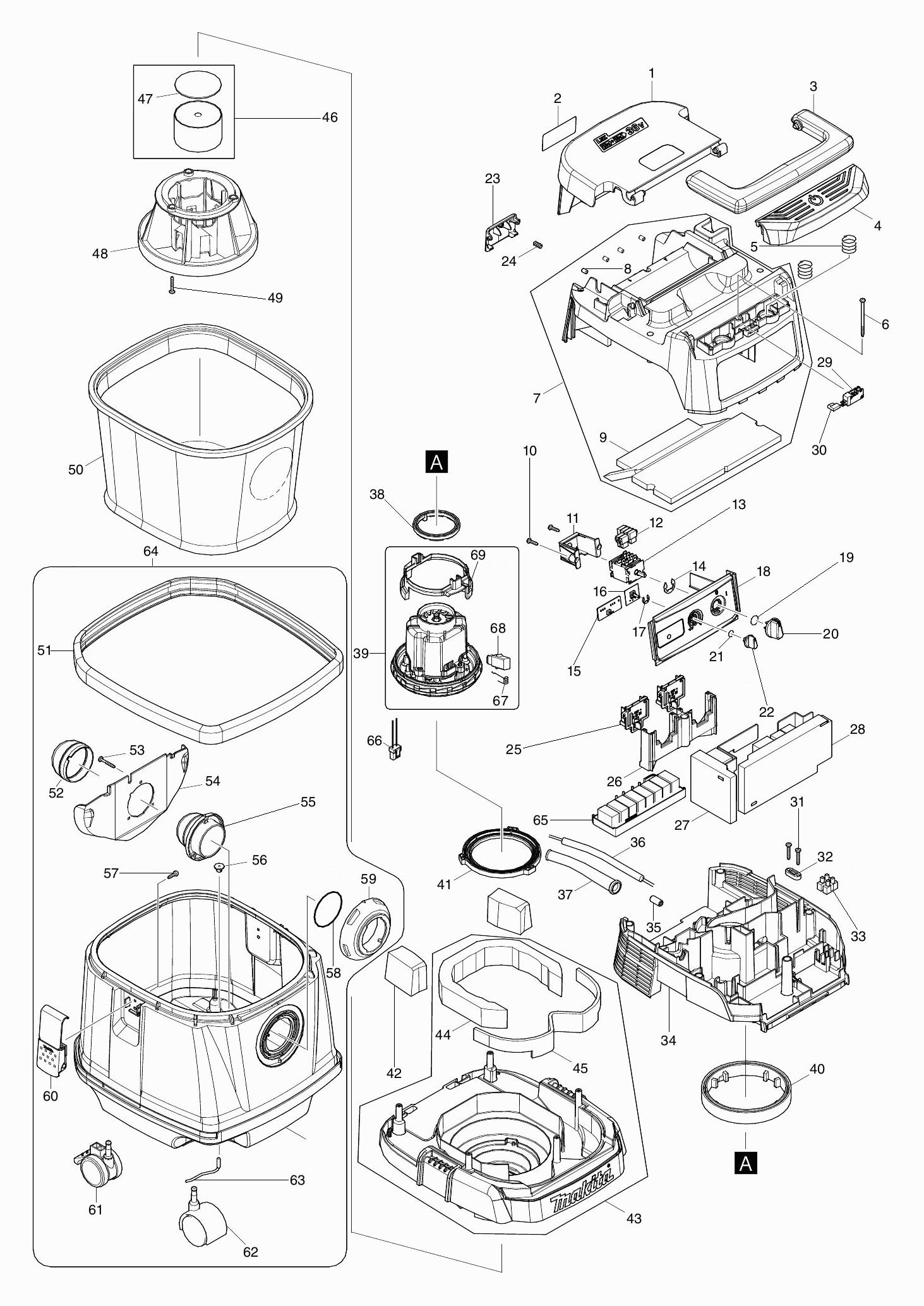 Схема на Пылесос Makita DVC150LZ